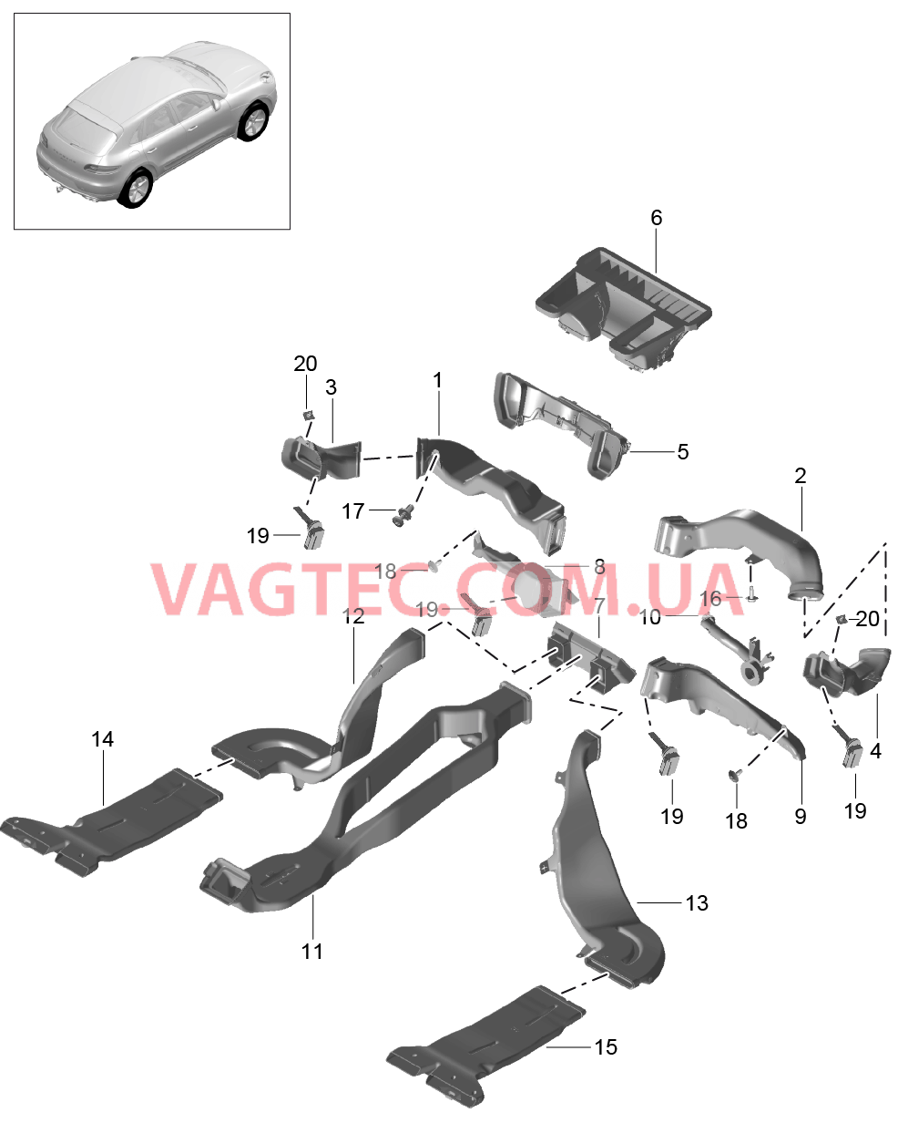 813-040 Воздуховод, Воздухораспределитель для PORSCHE Macan 2014-2017