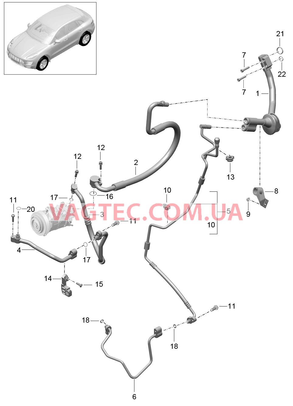 813-070 Циркуляция охлаждающей жидкости, R134A
						
						R4 2,0 TFSI, IDM0/DQ5/KK1 для PORSCHE Macan 2014-2017USA