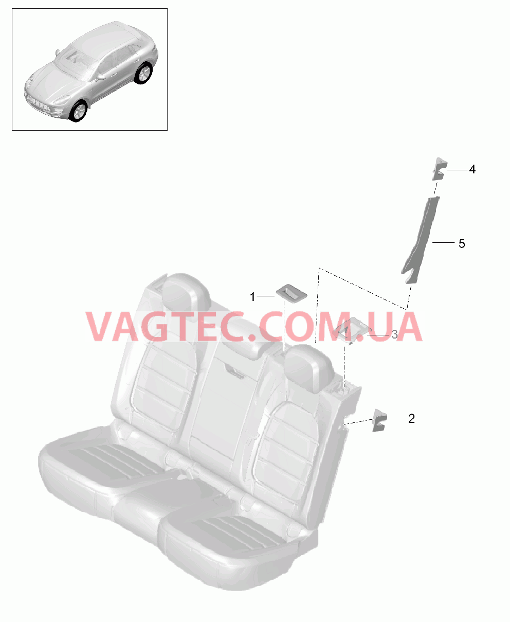 817-035 подушка и спинка, Детали, Панель для PORSCHE Macan 2014-2017USA