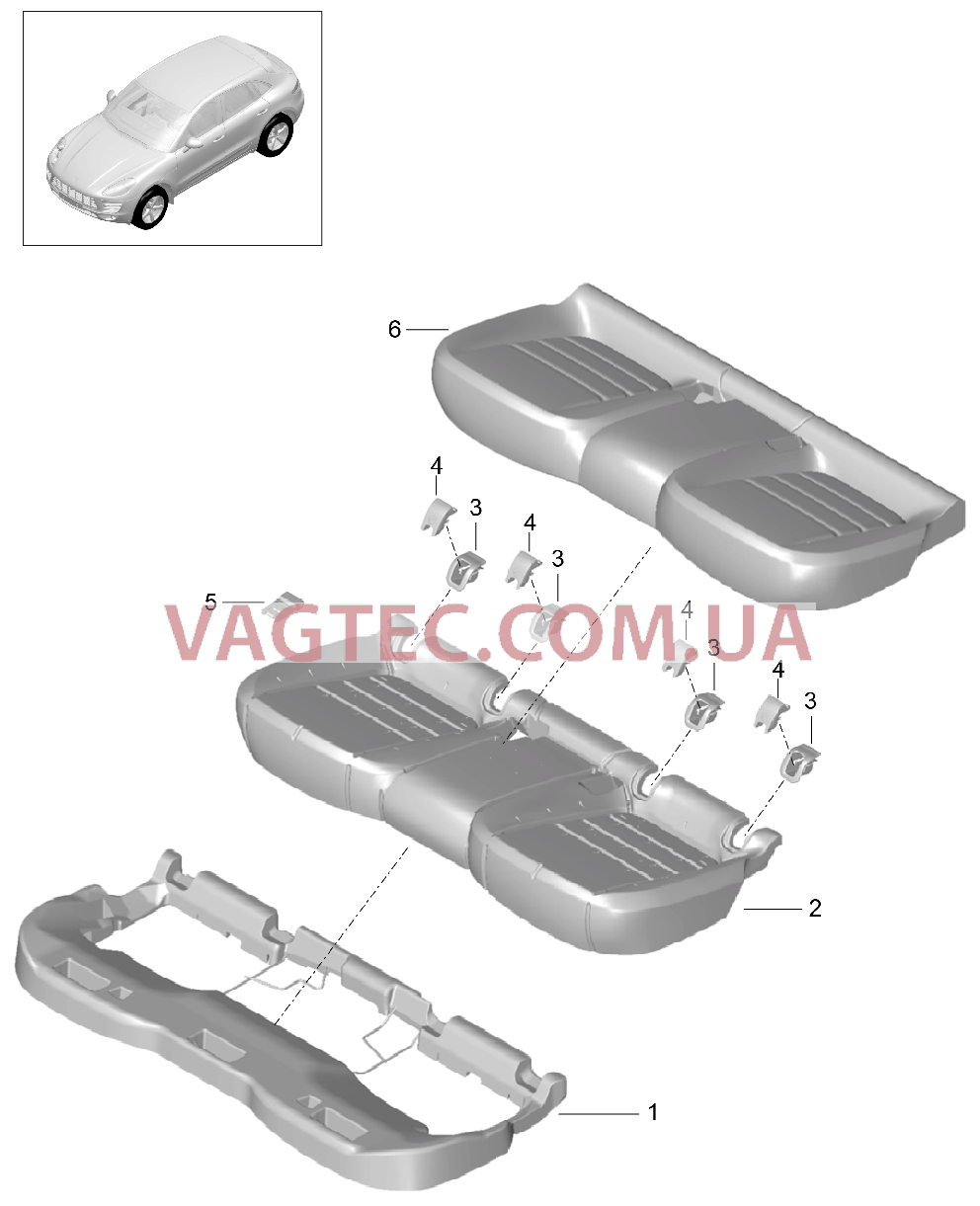 817-040 Пенопласт.комп., Покрытие, Подушка сиденья для PORSCHE Macan 2014-2017