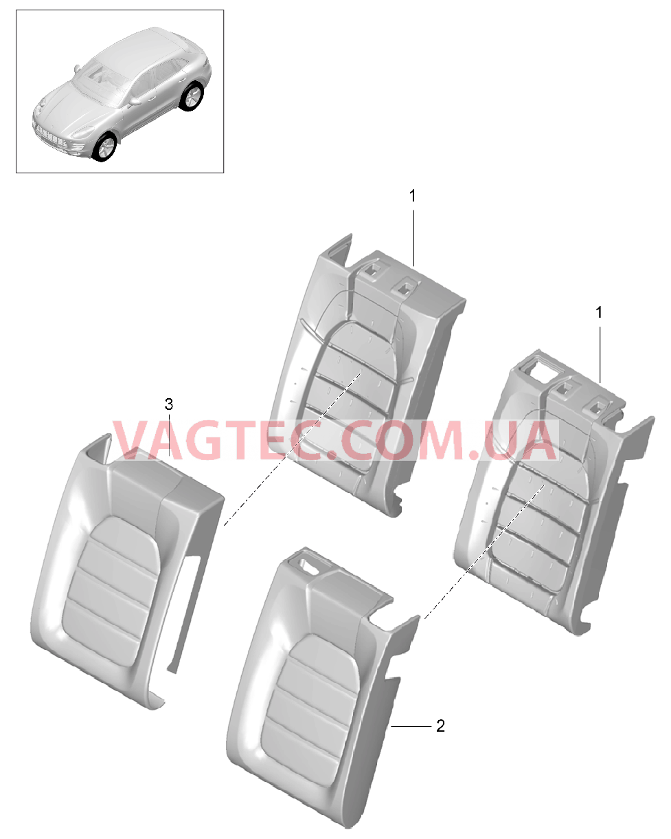 817-045 Пенопласт.комп., Спинка заднего сиденья, Покрытие для PORSCHE Macan 2014-2017