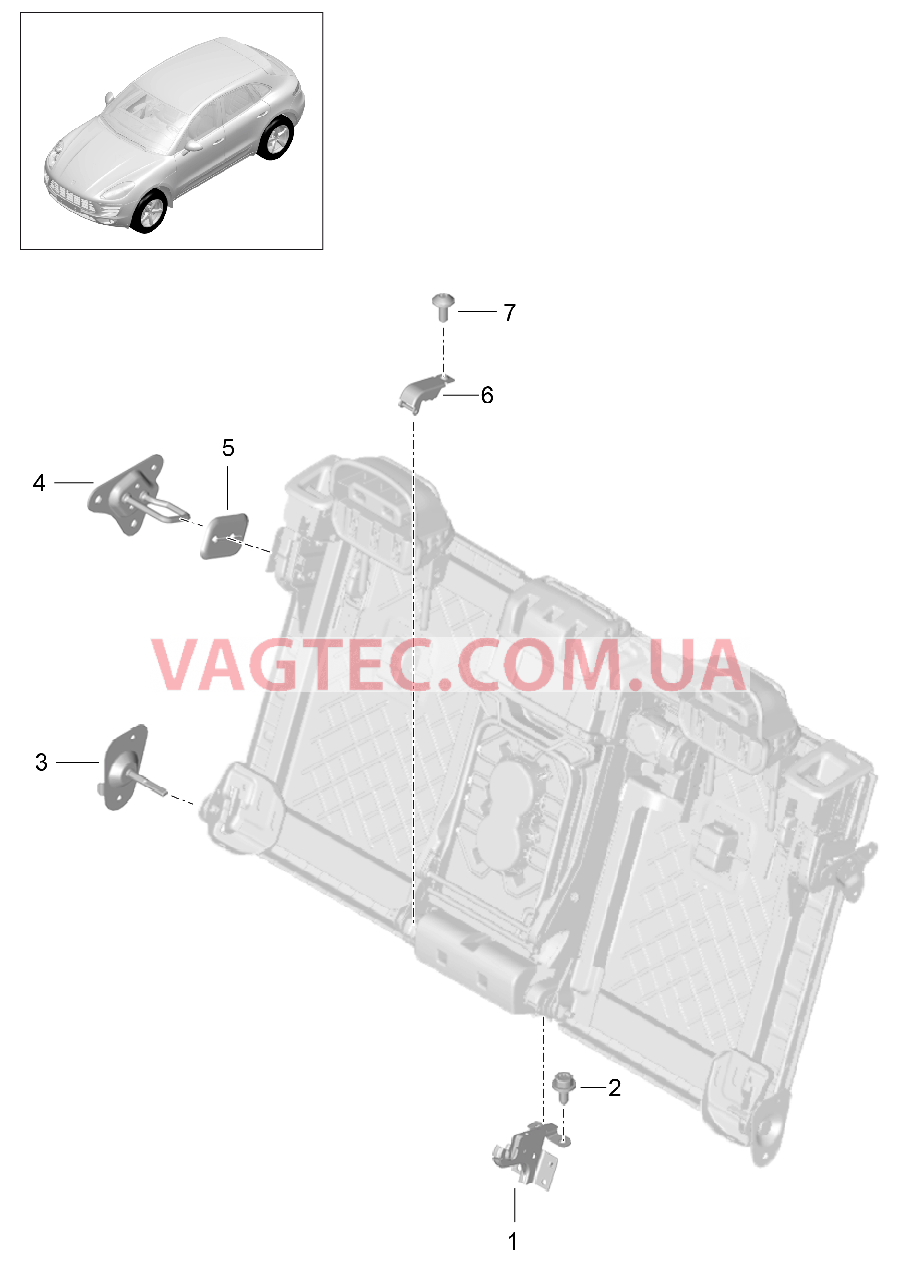 817-055 Держатель, Спинка, и, Каркас сиденья, Крепежный кронштейн, Крепежные элементы для PORSCHE Macan 2014-2017