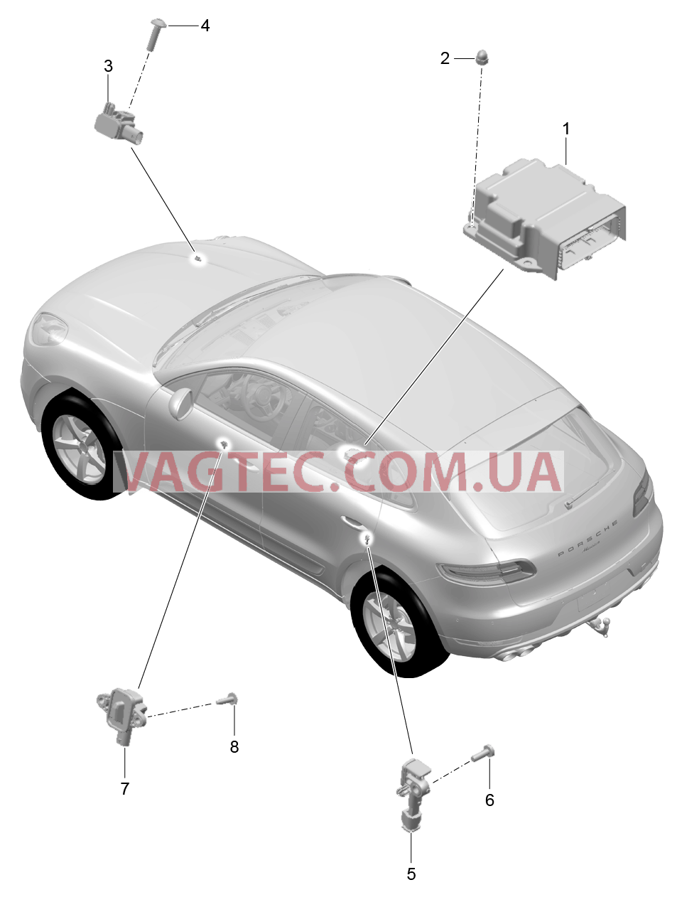 901-005 Блок управления, Датчик, Подушка безопасности для PORSCHE Macan 2014-2017