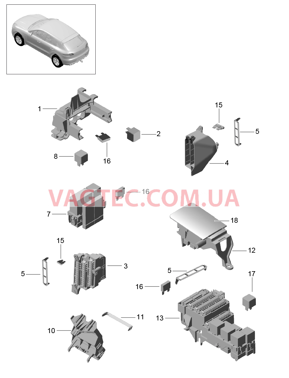 902-000 Блок предохранителей, Блок реле для PORSCHE Macan 2014-2017