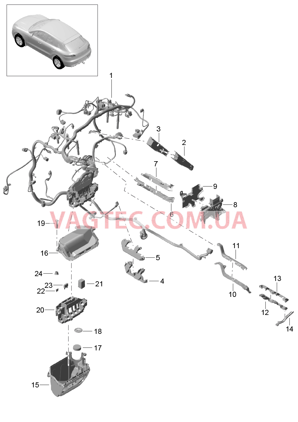 902-008 Жгут проводов, Двигатель для PORSCHE Macan 2014-2017USA