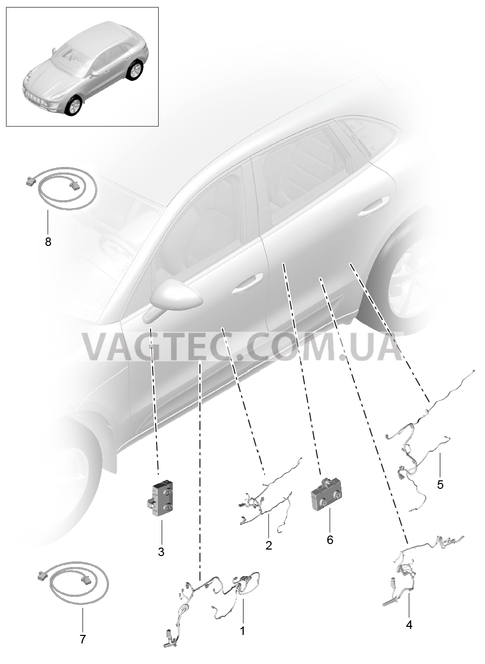 902-015 Жгуты проводов, Блоки управления, Двери для PORSCHE Macan 2014-2017