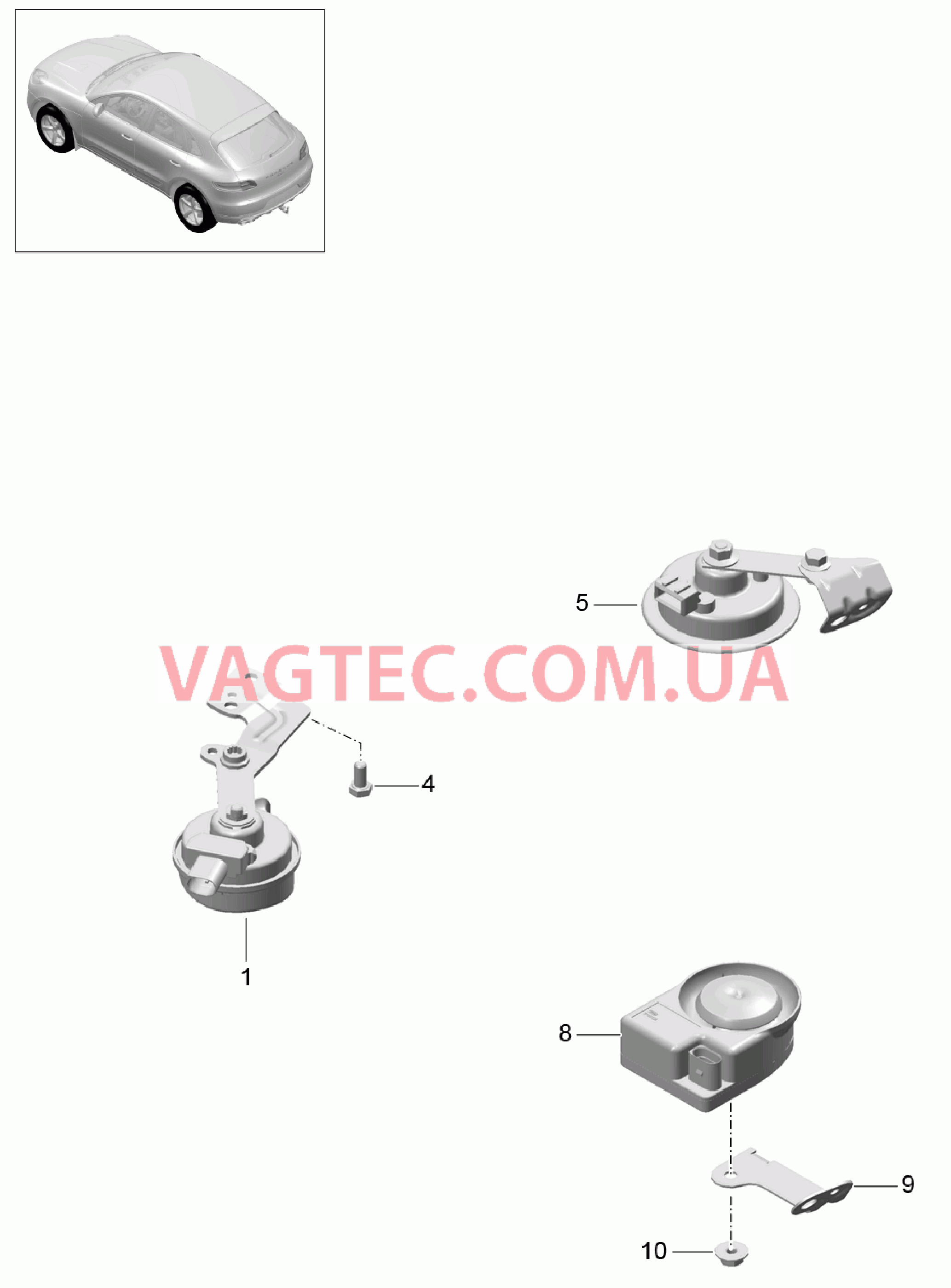 903-000 Звуков.сигнал, Звуковой сигнал для PORSCHE Macan 2014-2017USA