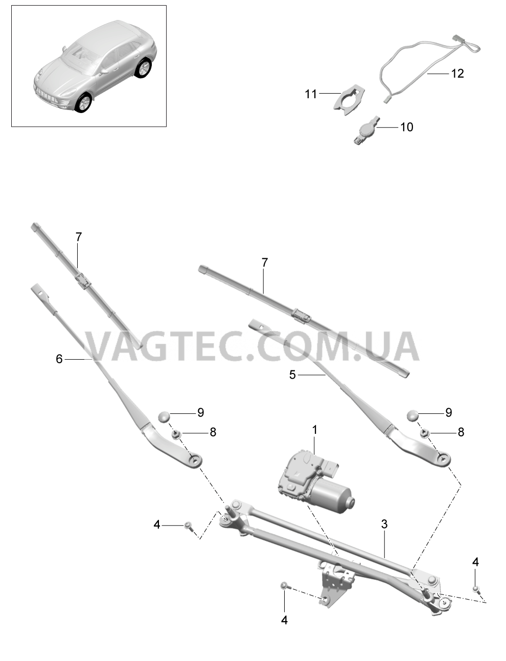 904-000 Стеклоочиститель, Датчик дождя для PORSCHE Macan 2014-2017USA