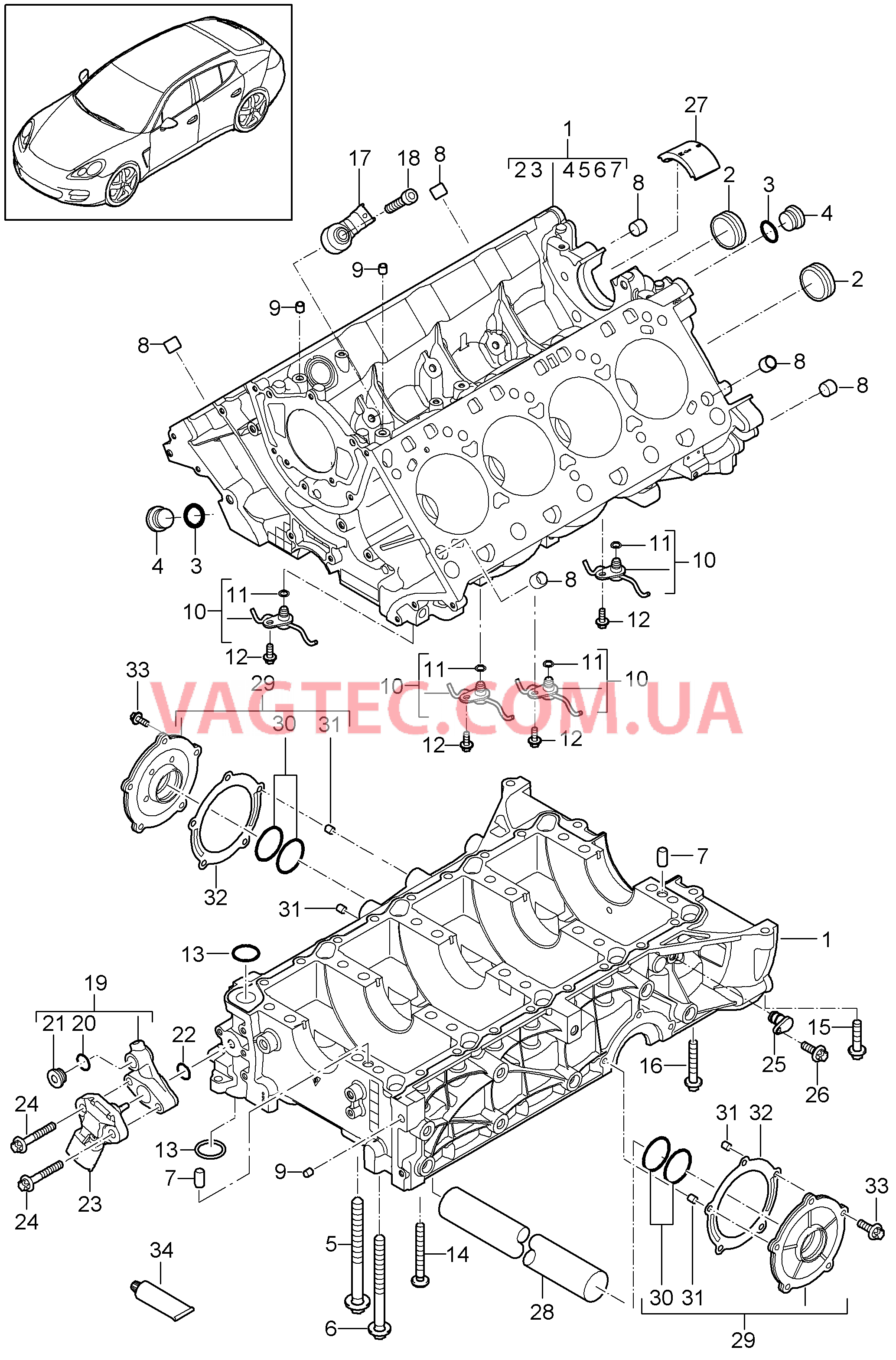 101-035 Кривошипный механизм, Отдельные детали
						
						MCW.BA, MCX.PA/RA, M48.40/70, MCW.CA для PORSCHE Panamera 2010-2016USA