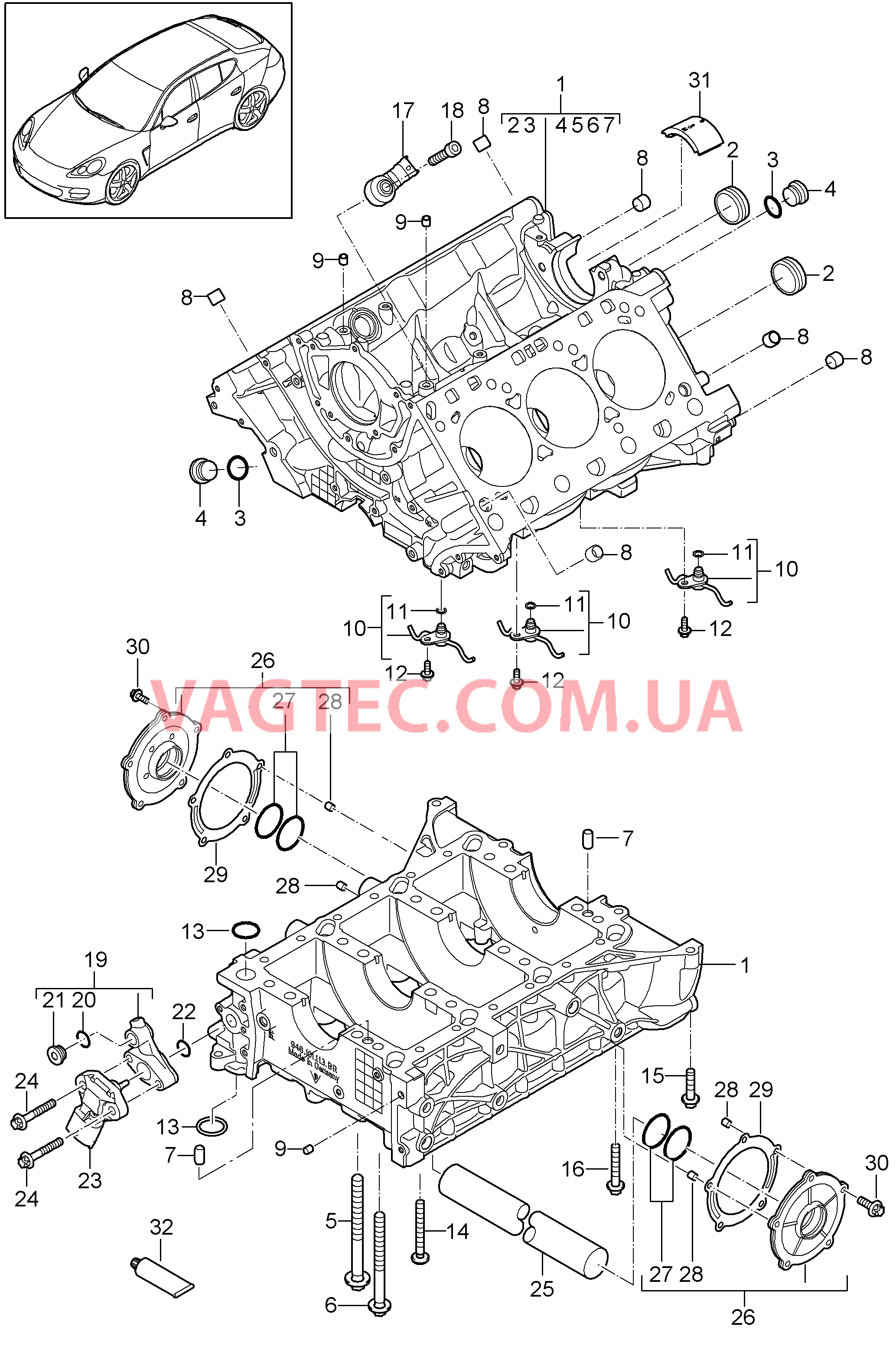 101-045 Кривошипный механизм, Отдельные детали
						
						MCW.AA, MCX.NA, M46.40, I339 для PORSCHE Panamera 2010-2016