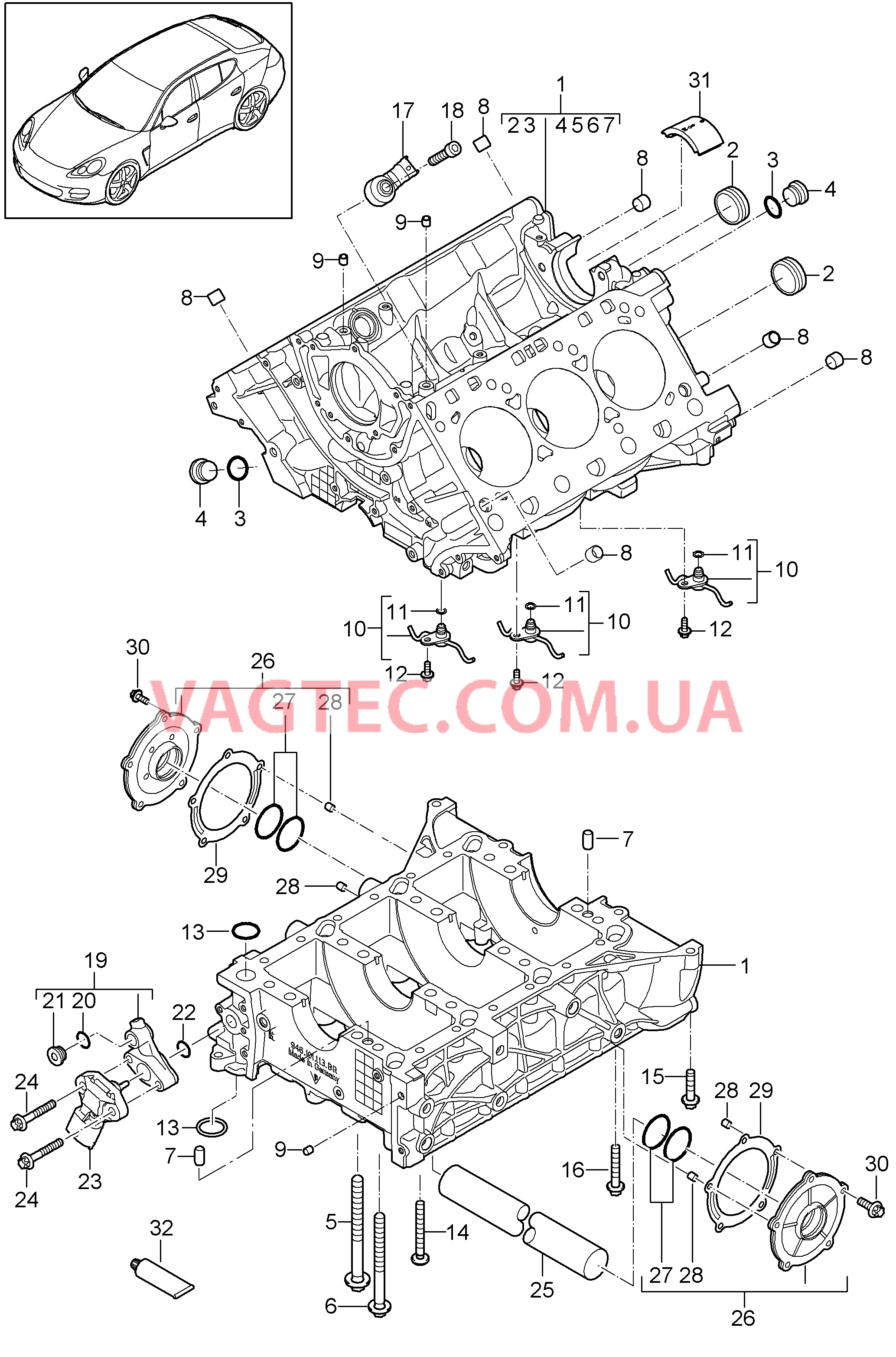 101-045 Кривошипный механизм, Отдельные детали
						
						MCW.AA, MCX.NA, M46.40, I339 для PORSCHE Panamera 2010-2016USA