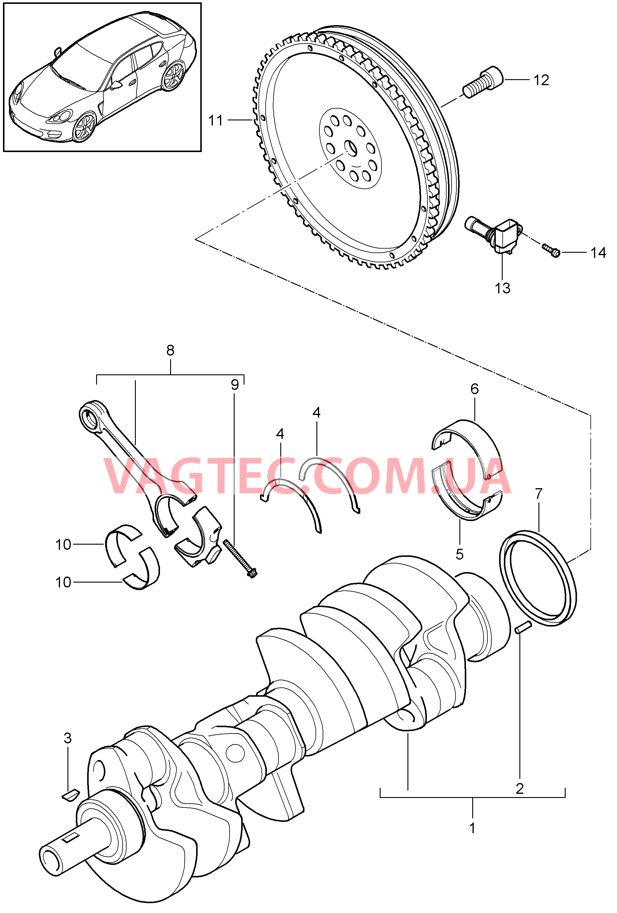 102-000 Коленвал, Щатун
						
						MCX.PA/RA, M48.20/40/70, MCW.BA/CA для PORSCHE Panamera 2010-2016USA