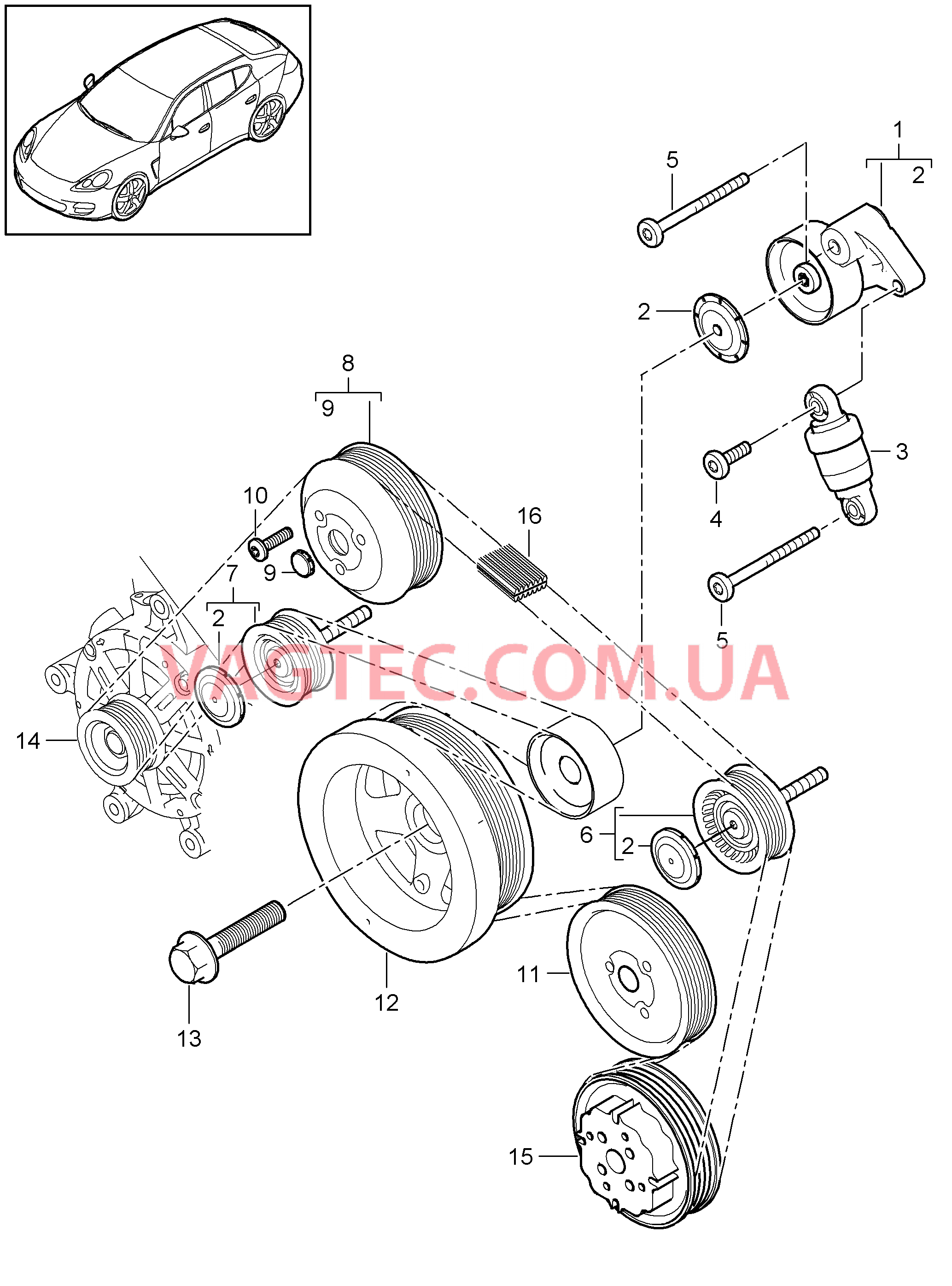 102-070 Натяжитель ремня, Ременный привод
						
						MCW.AA, MCX.NA, M46.20/40 для PORSCHE Panamera 2010-2016