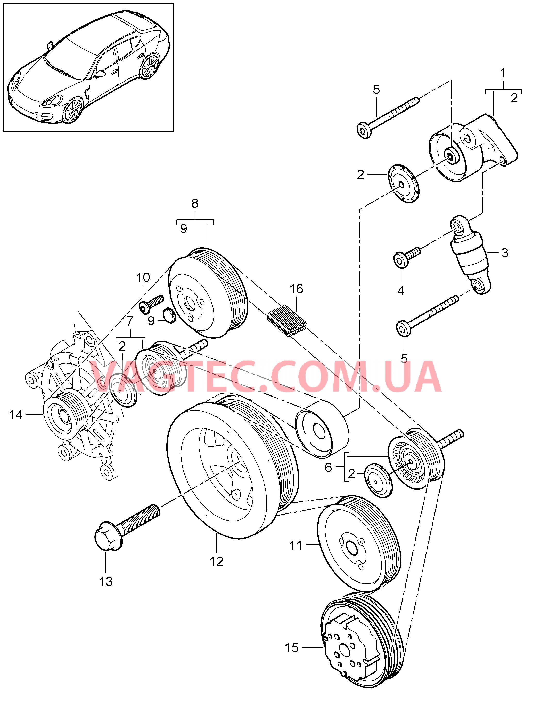 102-070 Натяжитель ремня, Ременный привод
						
						MCW.AA, MCX.NA, M46.20/40 для PORSCHE Panamera 2010-2016USA