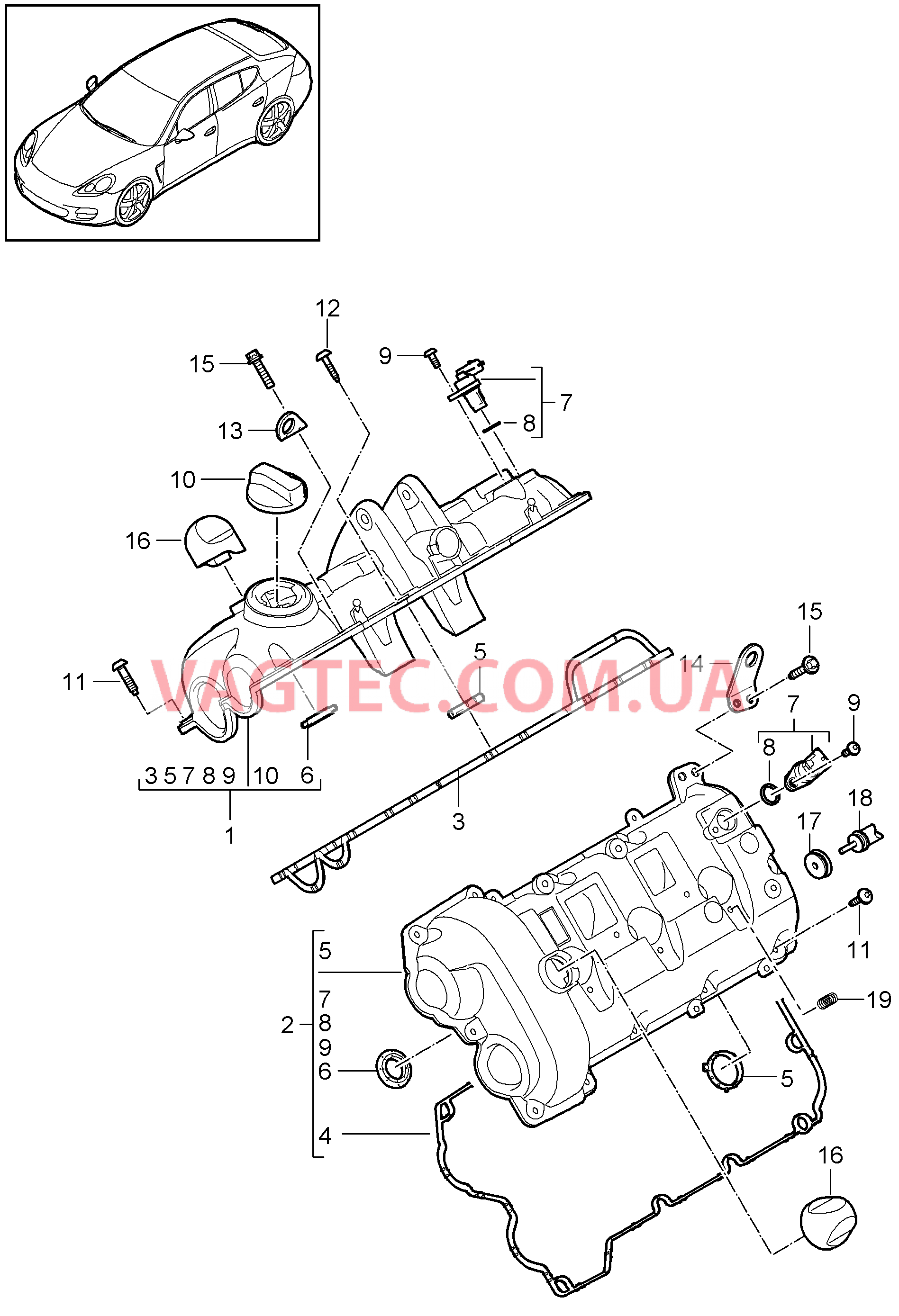 103-020 Клапанная крышка
						
						MCW.AA, MCX.NA, M46.20/40 для PORSCHE Panamera 2010-2016USA