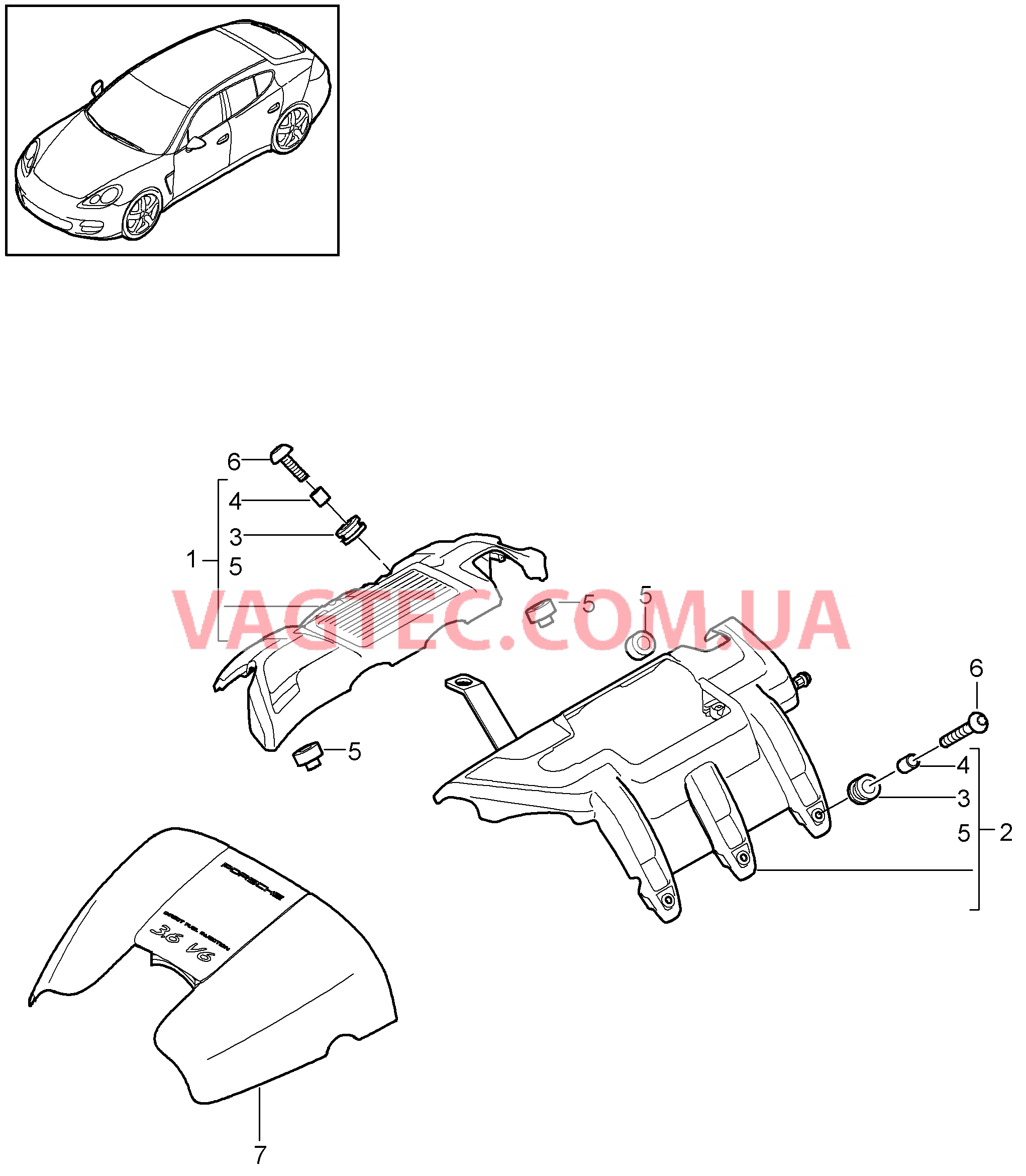 103-035 Кожух двигателя
						
						MCW.AA, MCX.NA, M46.20/40 для PORSCHE Panamera 2010-2016