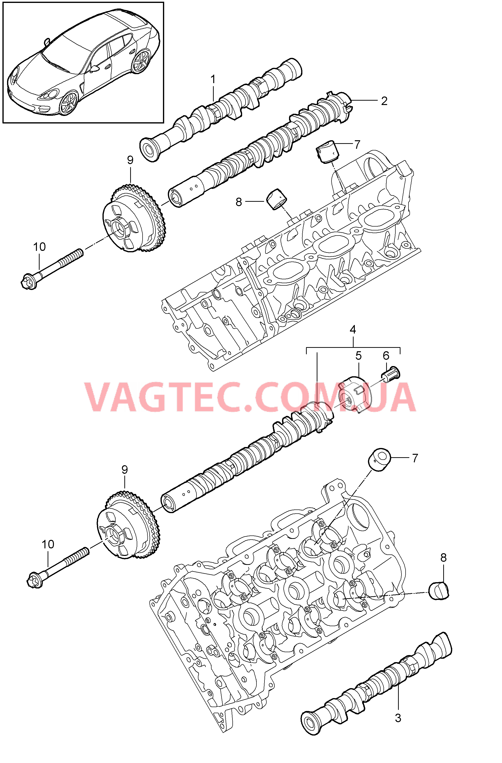 103-050 Распредвал
						
						MCW.AA, MCX.NA, M46.20/40 для PORSCHE Panamera 2010-2016