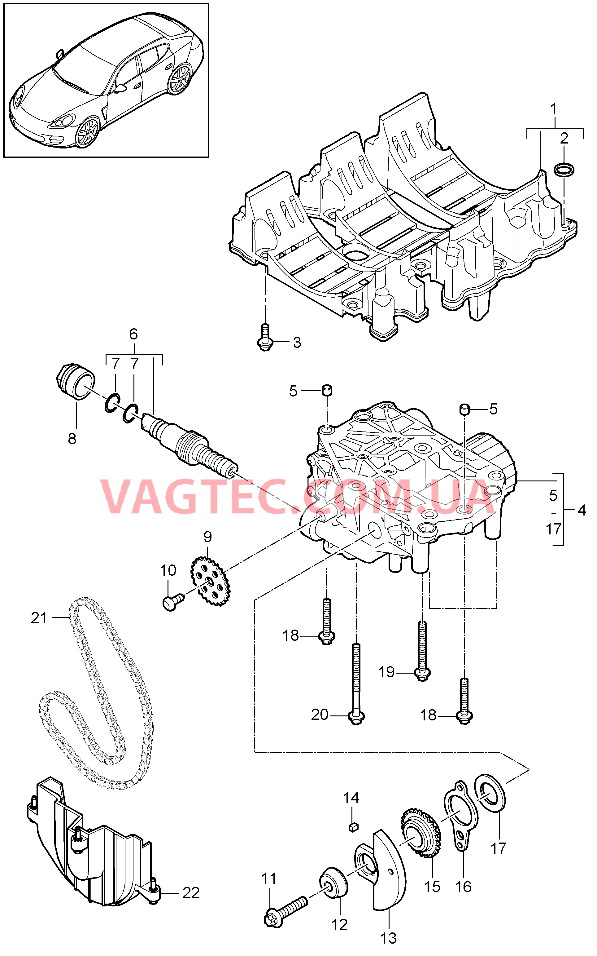 104-010 Обратн. масл. магистраль, Масляный насос
						
						MCW.AA, MCX.NA, M46.20/40 для PORSCHE Panamera 2010-2016