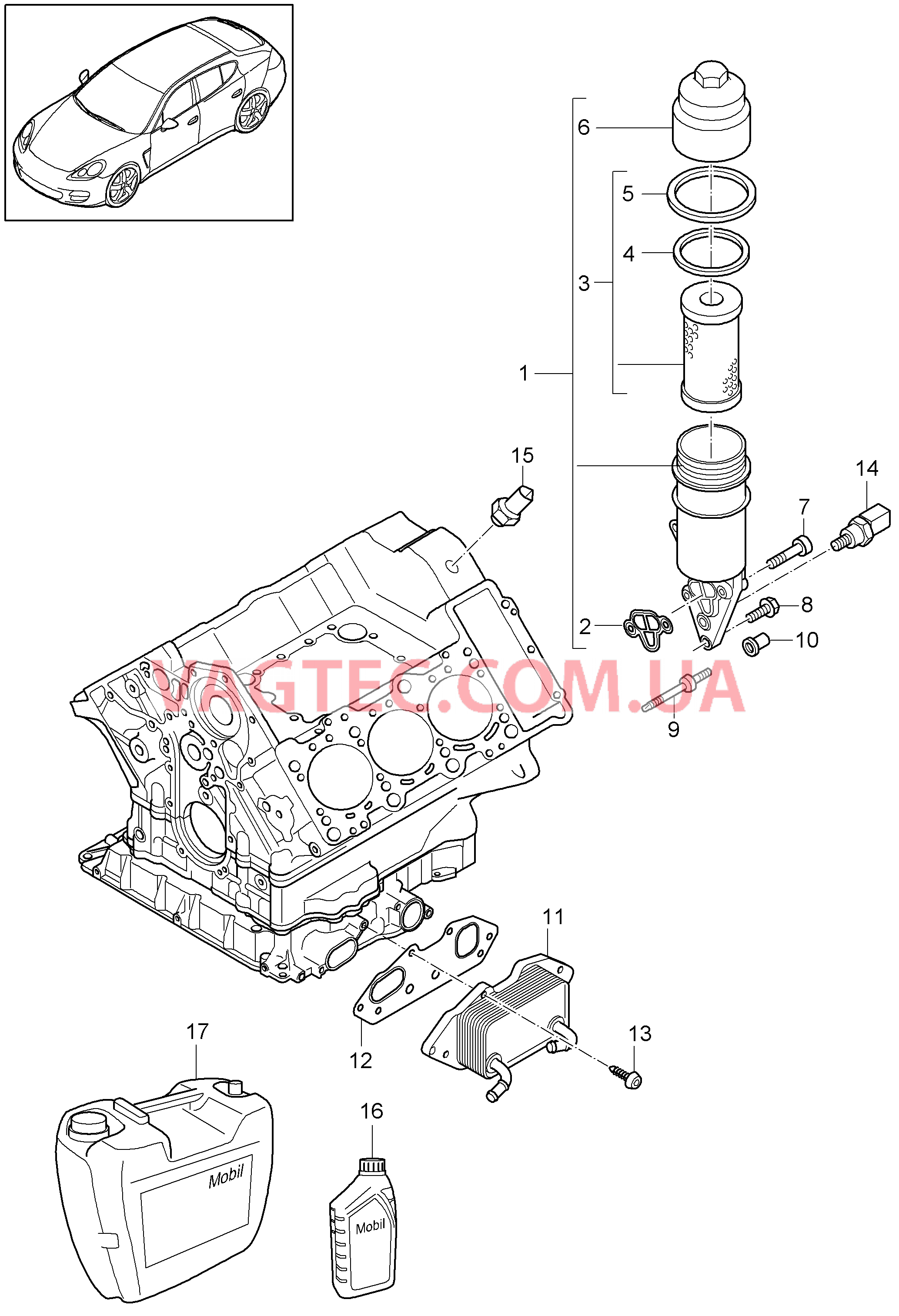 104-075 Масляный фильтр, Консоль, Масляный радиатор
						
						MCG.EA/FA для PORSCHE Panamera 2010-2016