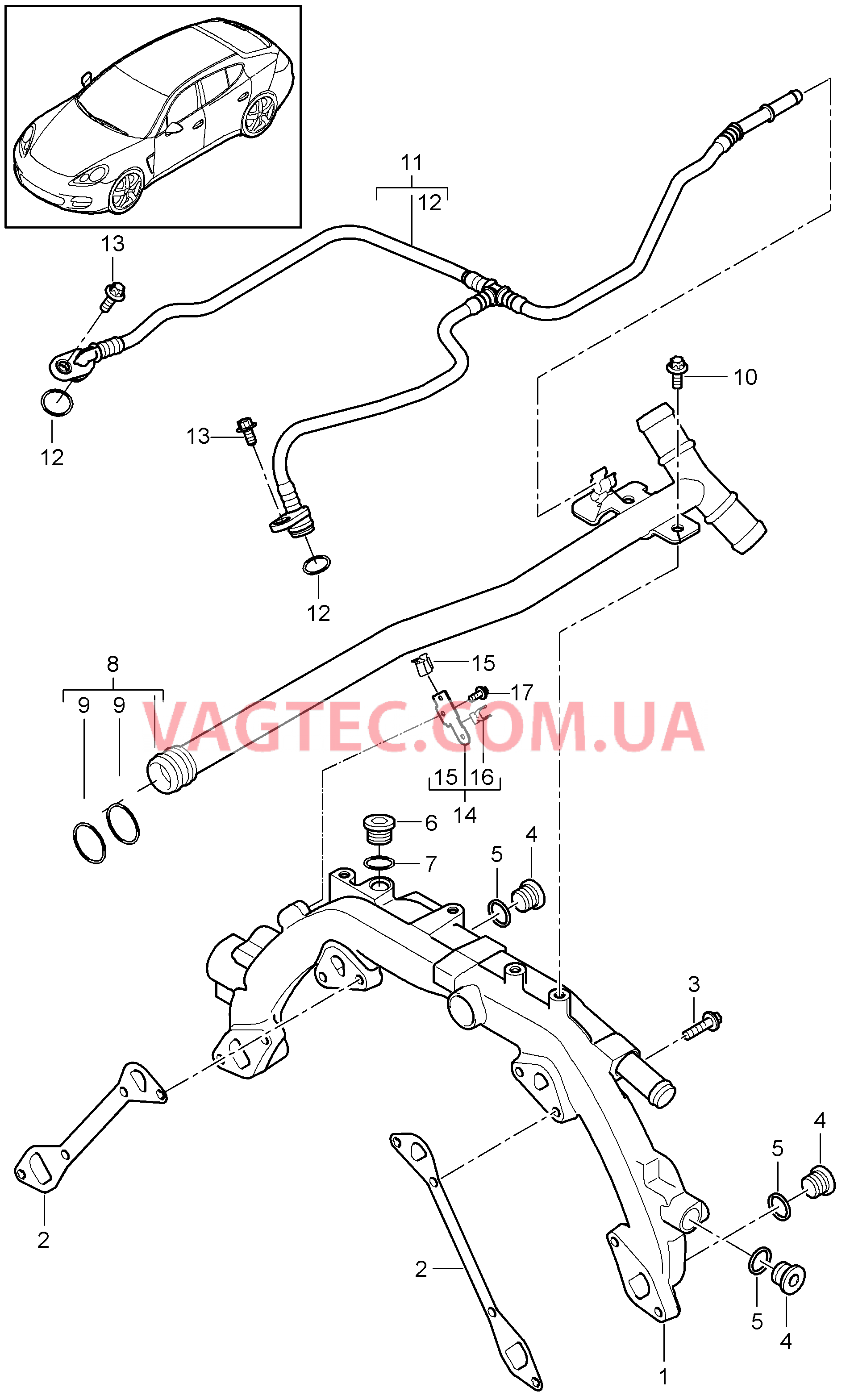 105-015 Водяное охлаждение 1
						
						M46.20/40, M48.20/40/70, MCW.AA/BA, MCX.NA/PA/RA, MCW.CA для PORSCHE Panamera 2010-2016