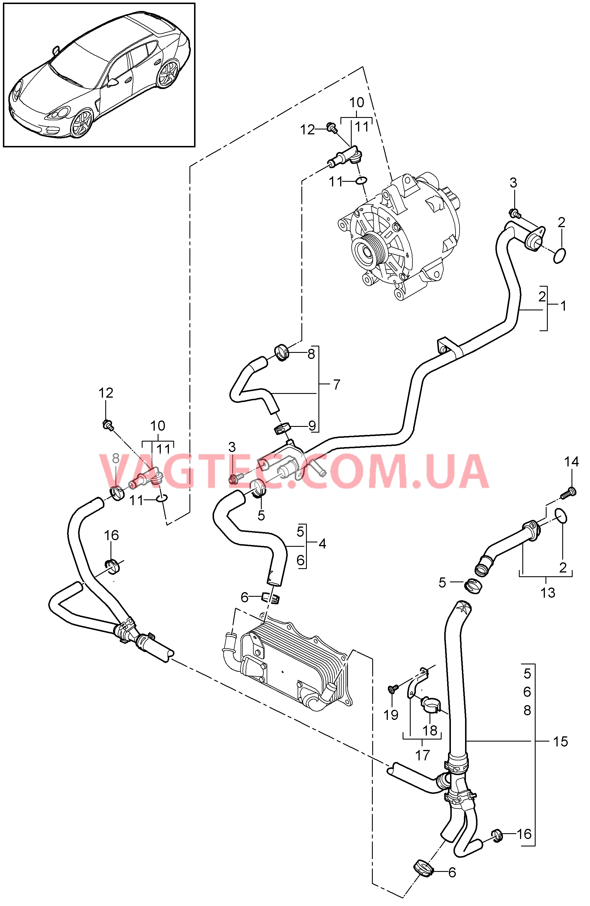 105-025 Водяное охлаждение 2
						
						MCX.PA/RA, M48.20/40/70, MCW.BA/CA для PORSCHE Panamera 2010-2016USA