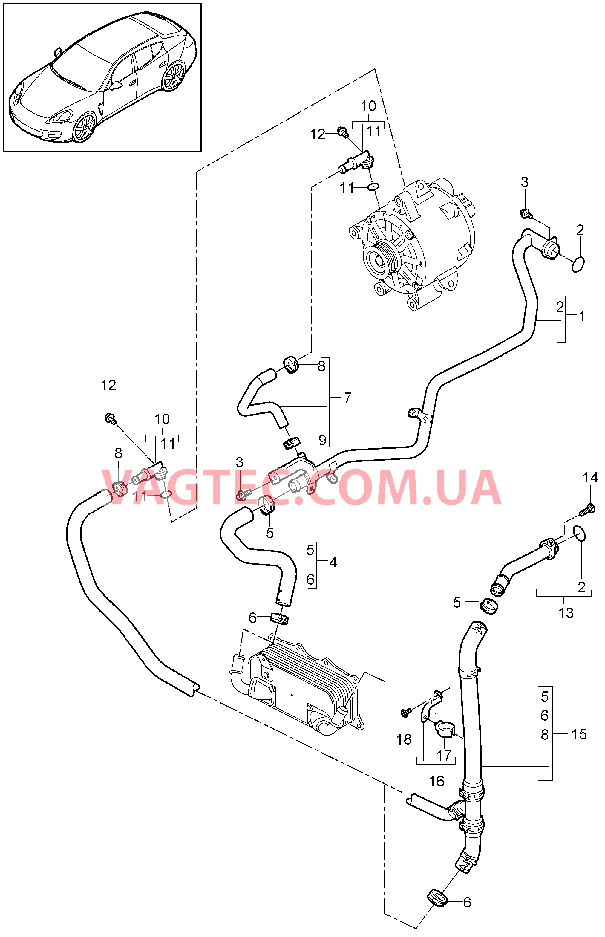 105-030 Водяное охлаждение 2
						
						MCW.AA, MCX.NA, M46.20/40 для PORSCHE Panamera 2010-2016