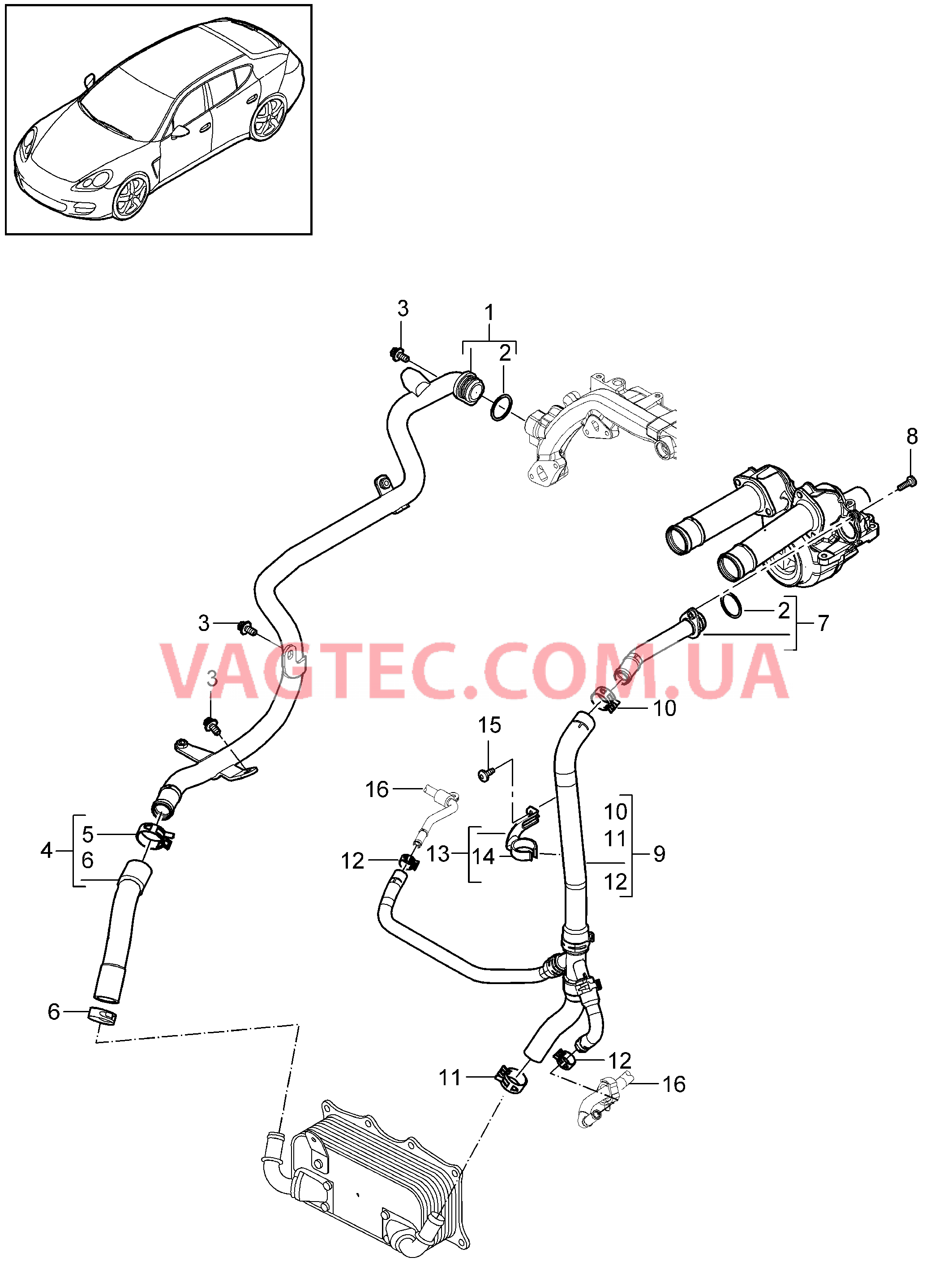 105-032 Водяное охлаждение 2
						
						MCW.DA/FA для PORSCHE Panamera 2010-2016USA