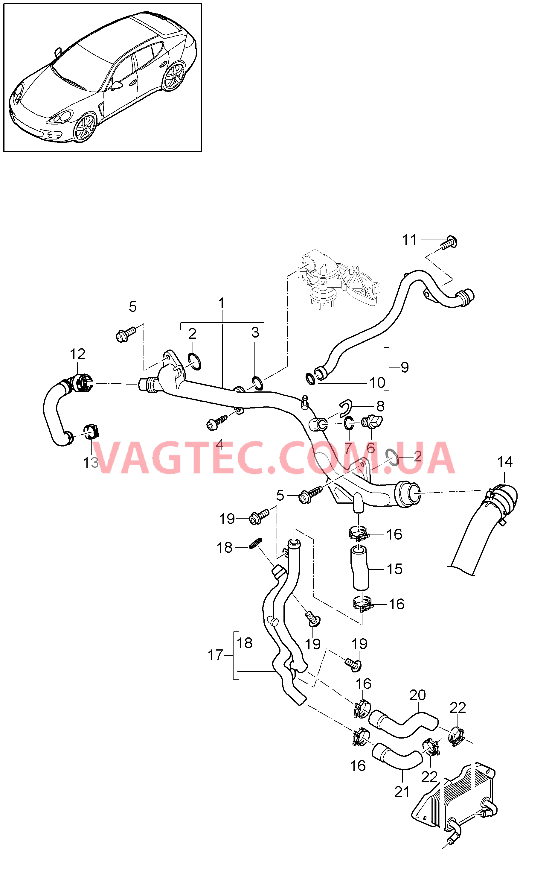 105-050 Водяное охлаждение 4
						
						MCG.EA/FA для PORSCHE Panamera 2010-2016USA