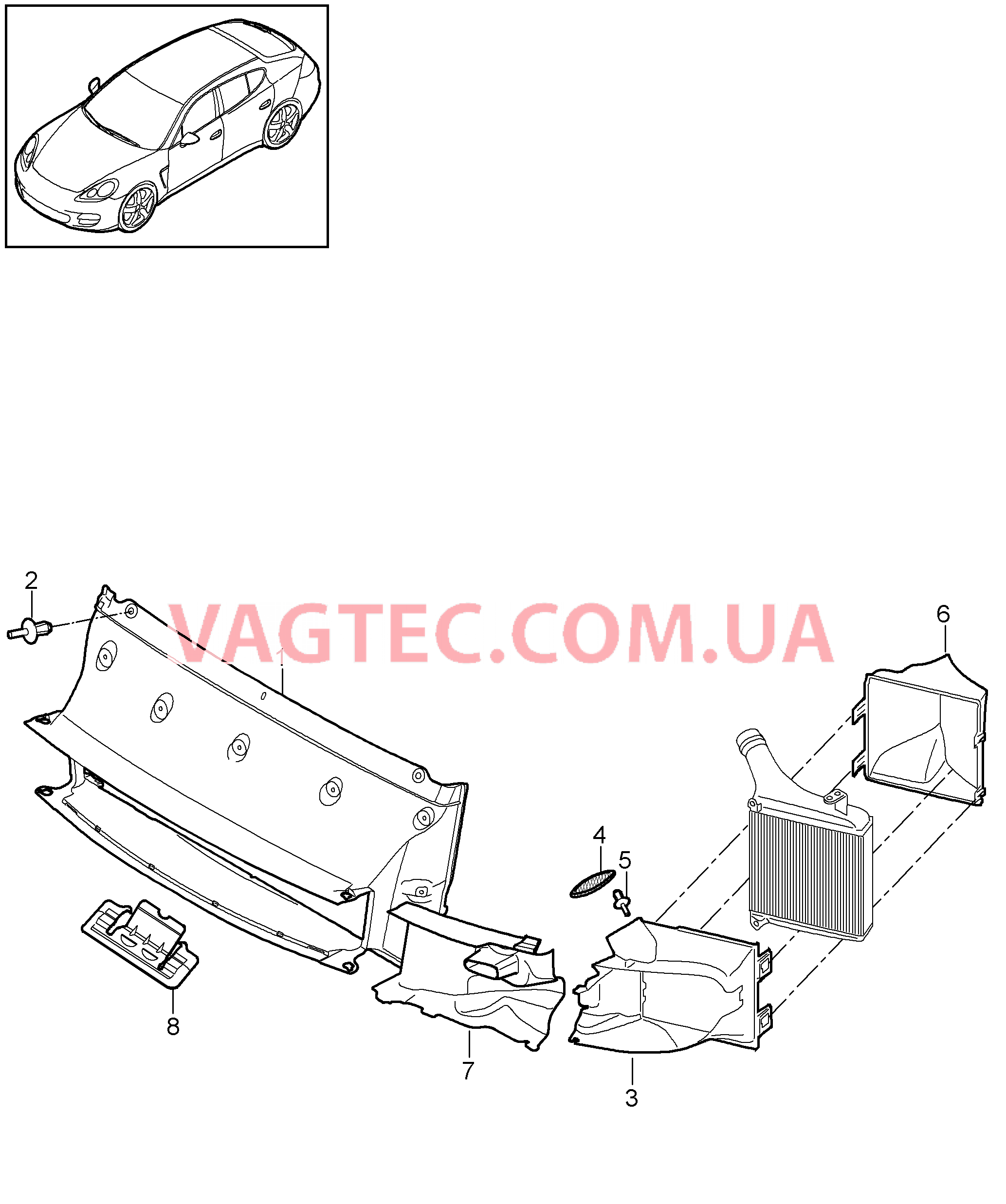 105-080 Направляющ.охлаждающ.воздуха для PORSCHE Panamera 2010-2016USA