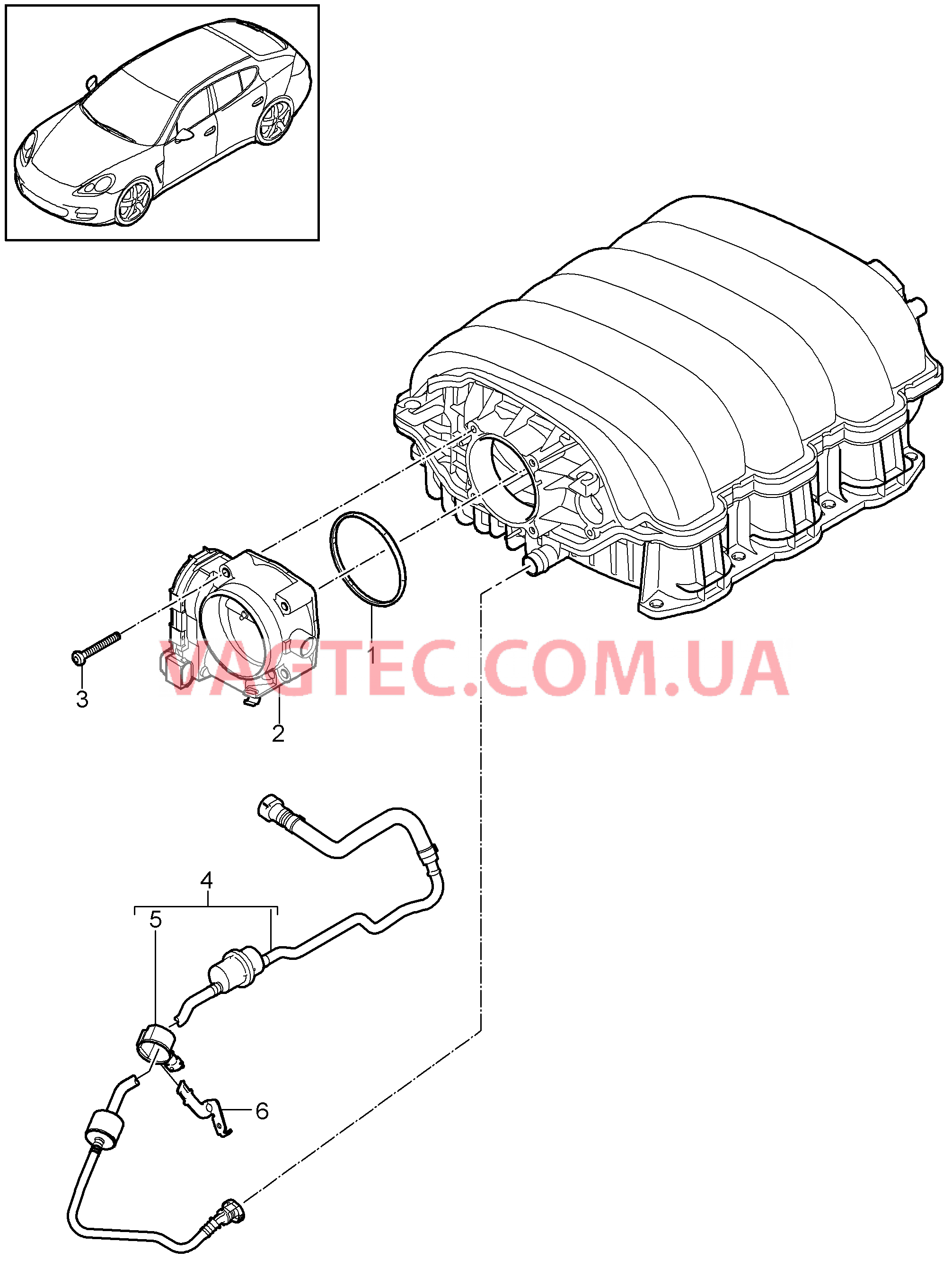 107-005 Патр. дроссел.заслонки, Вентиляция топливн.бака
						
						MCW.AA, MCX.NA, M46.20/40 для PORSCHE Panamera 2010-2016