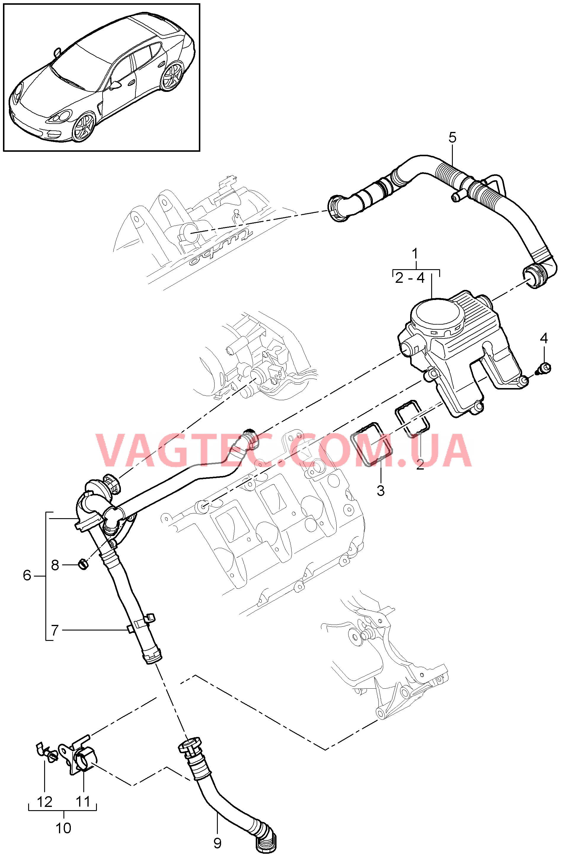 107-015 Кривошипный механизм, Система вентиляции
						
						MCX.PA/RA, M48.20/40/70, MCW.BA/CA для PORSCHE Panamera 2010-2016