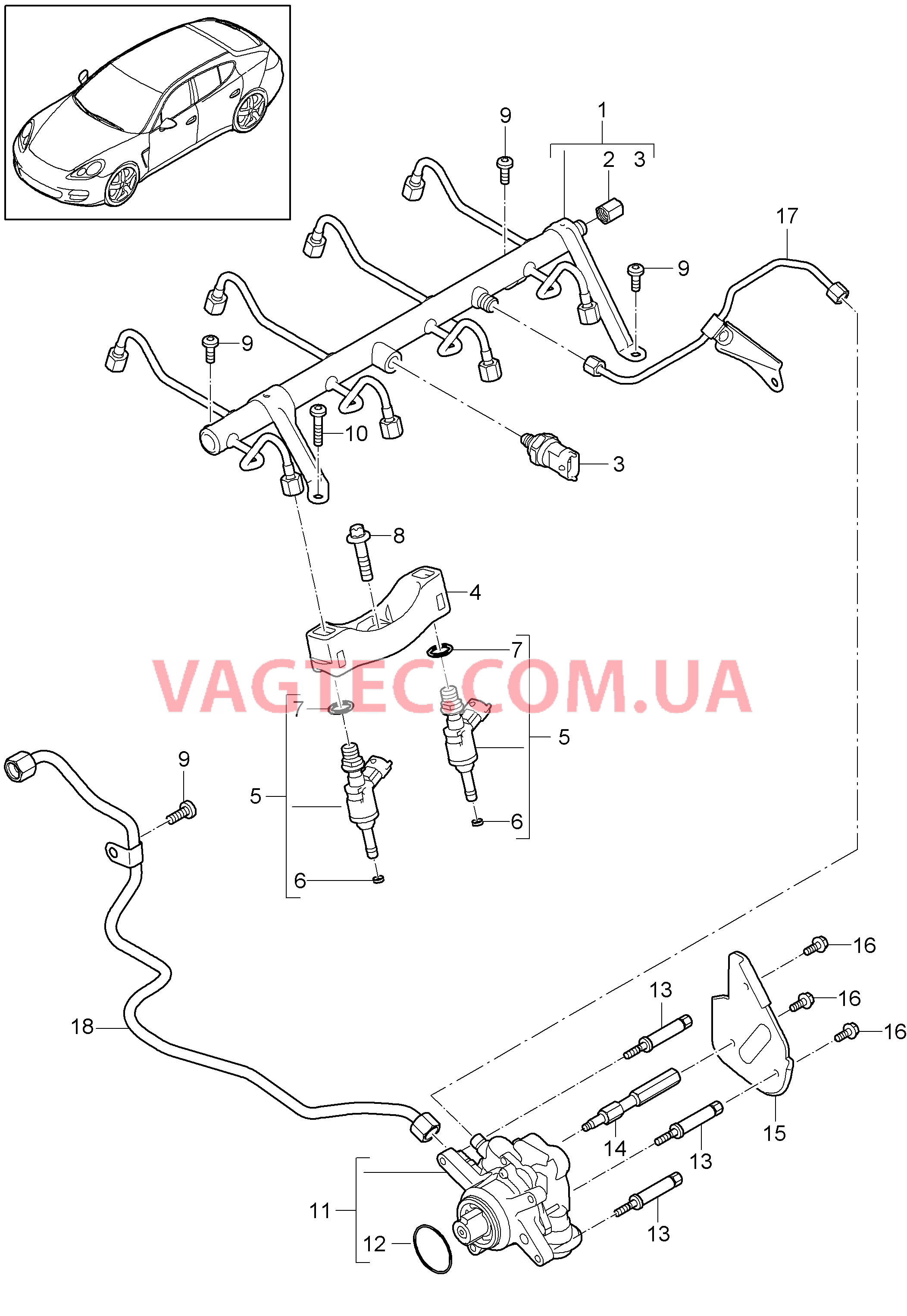 107-030 Топливная магистраль, Форсунка высокого давления, Насос высокого давления
						
						MCX.PA/RA, M48.20/40/70, MCW.BA/CA для PORSCHE Panamera 2010-2016USA