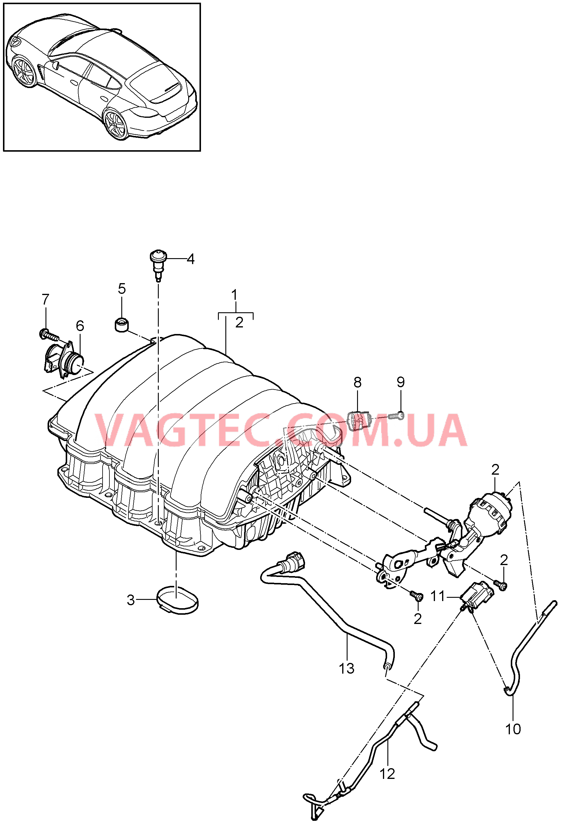 107-050 Впускной коллектор
						
						MCW.AA, MCX.NA, M46.20/40 для PORSCHE Panamera 2010-2016USA