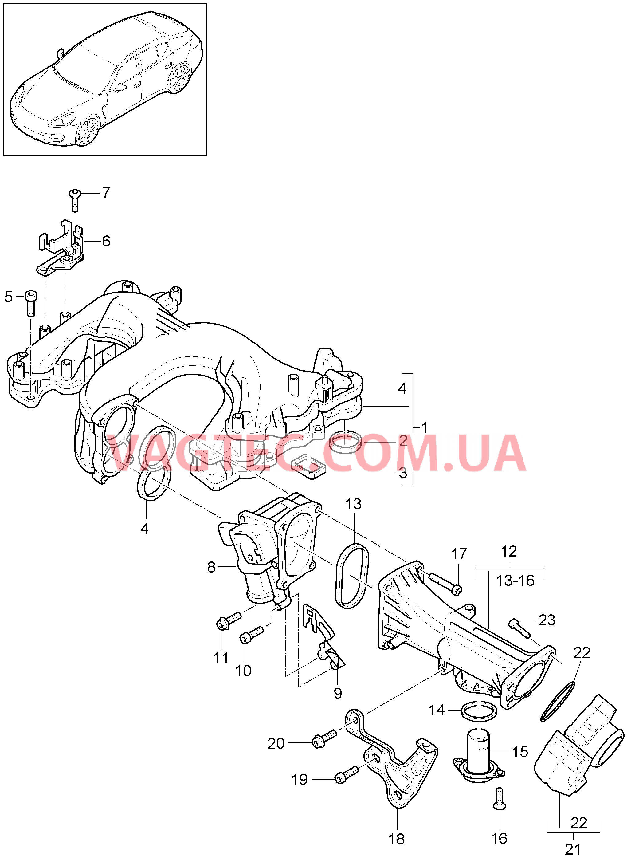 107-057 Впускной коллектор, Патр. дроссел.заслонки, Кожух воздушных направляющих
						
						MCR.CB/CC, MCW.JA для PORSCHE Panamera 2010-2016