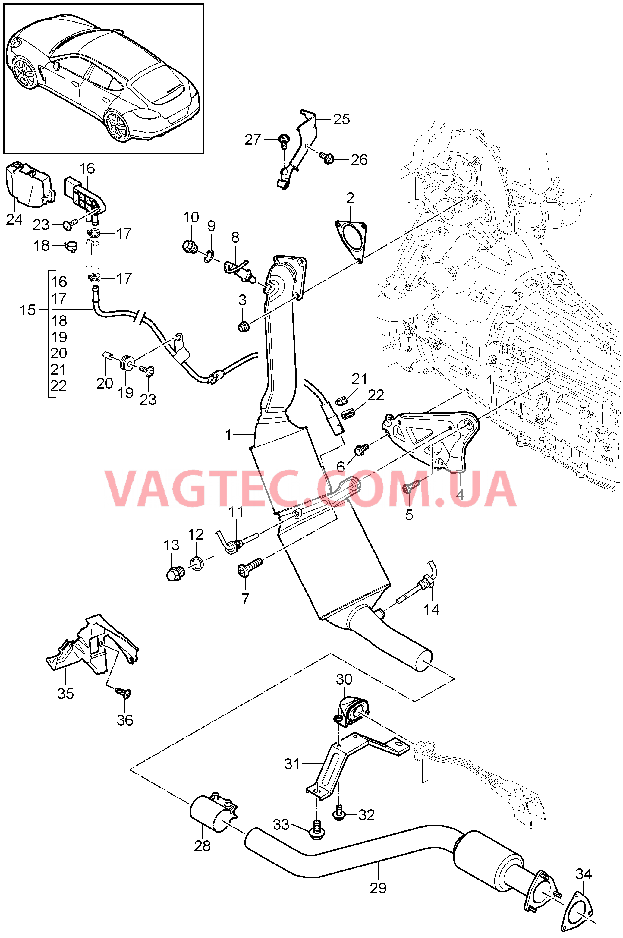 202-035 Выпускная система, Выпускная труба, с, Катализатор, Сажевый фильтр, Управляющий кабель
						
						MCR.CB/CC, MCW.JA для PORSCHE Panamera 2010-2016