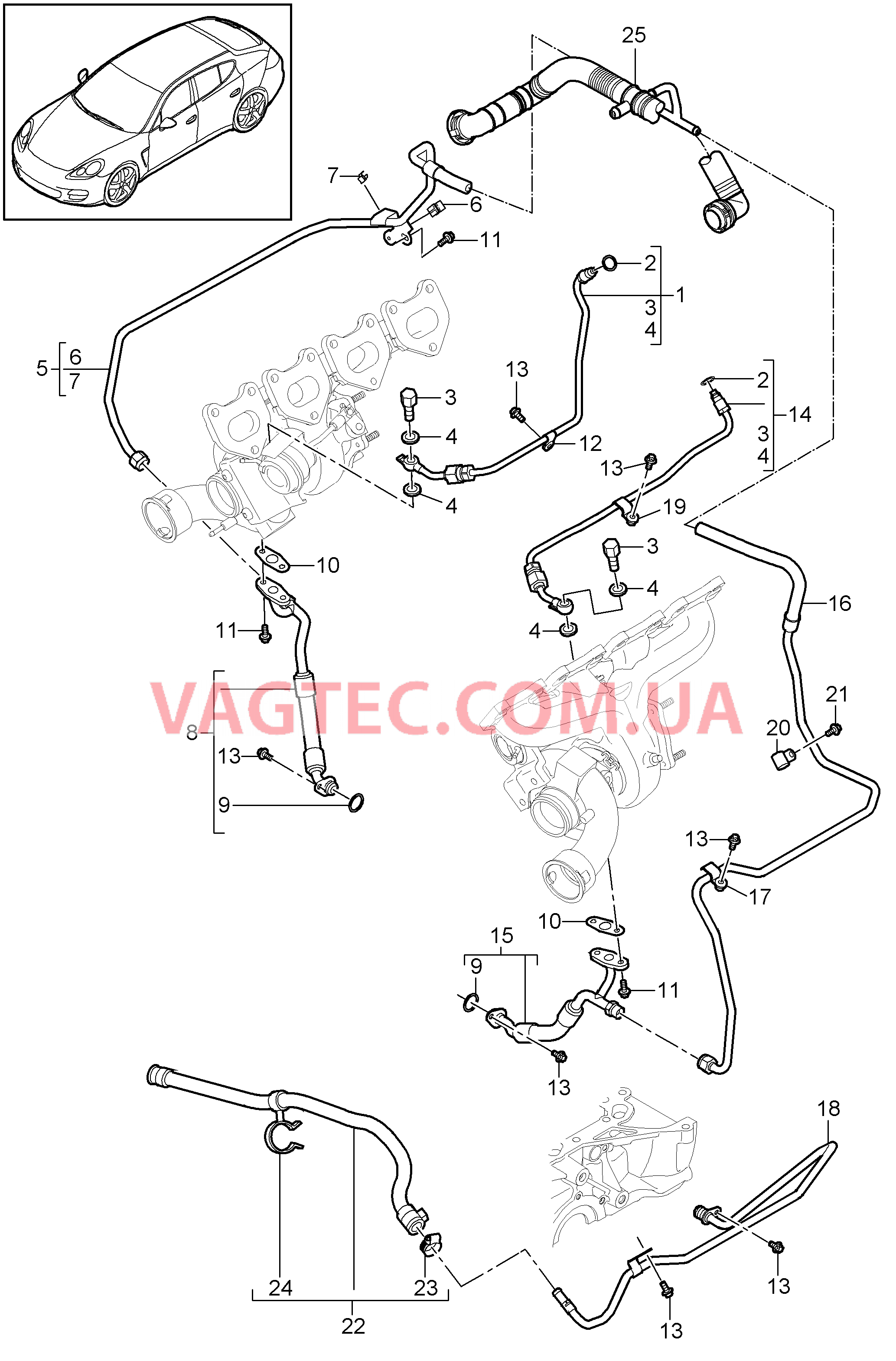 202-090 Масляная магистраль, для, Турбонагнетатель ОГ
						
						MCW.BA/CA, M48.70 для PORSCHE Panamera 2010-2016