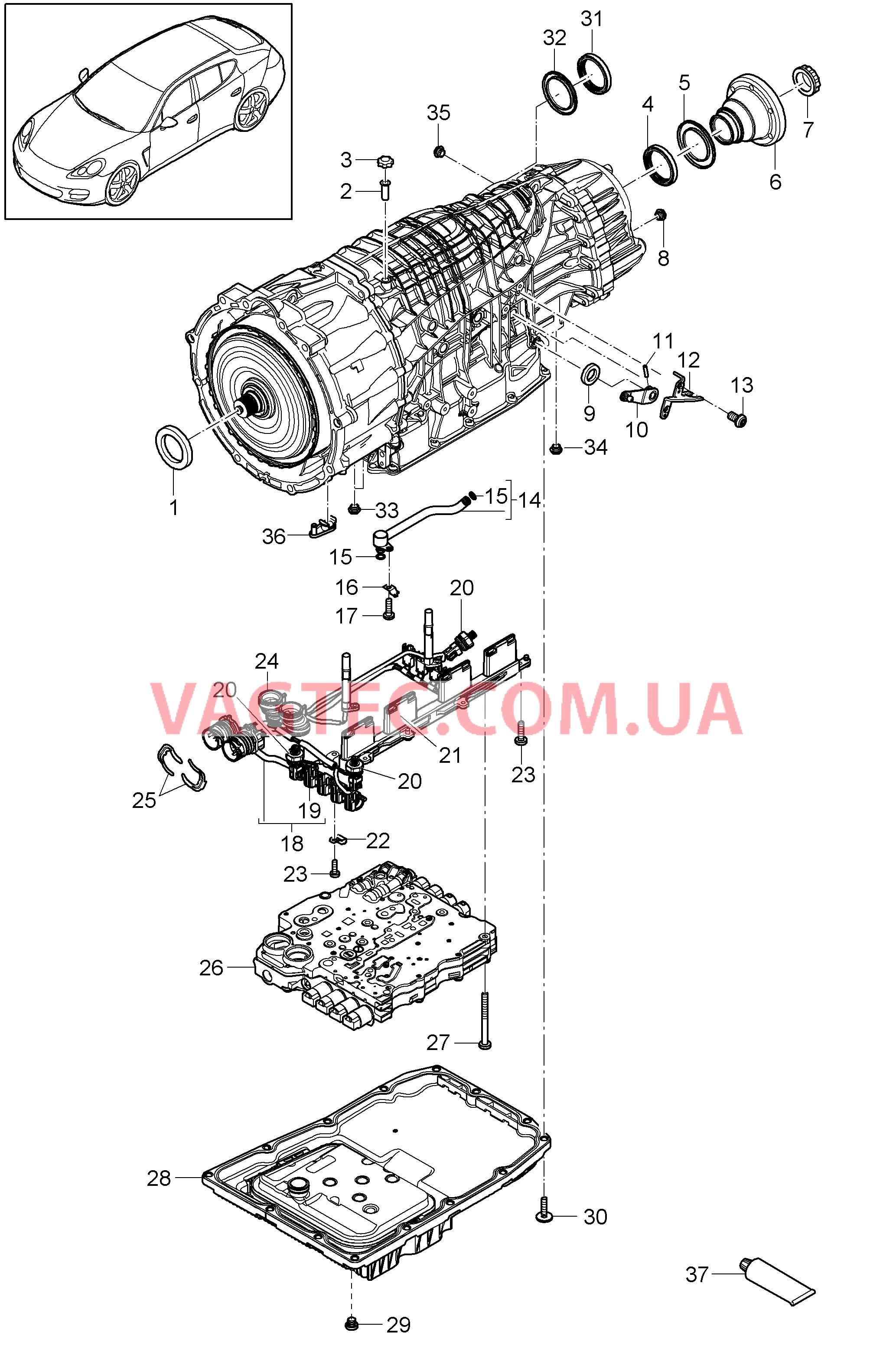 320-010 - PDK -, Коробка переключения передач, Отдельные детали
						
						C70.00/05/30, C70.35/50, C70.01/31/51 для PORSCHE Panamera 2010-2016