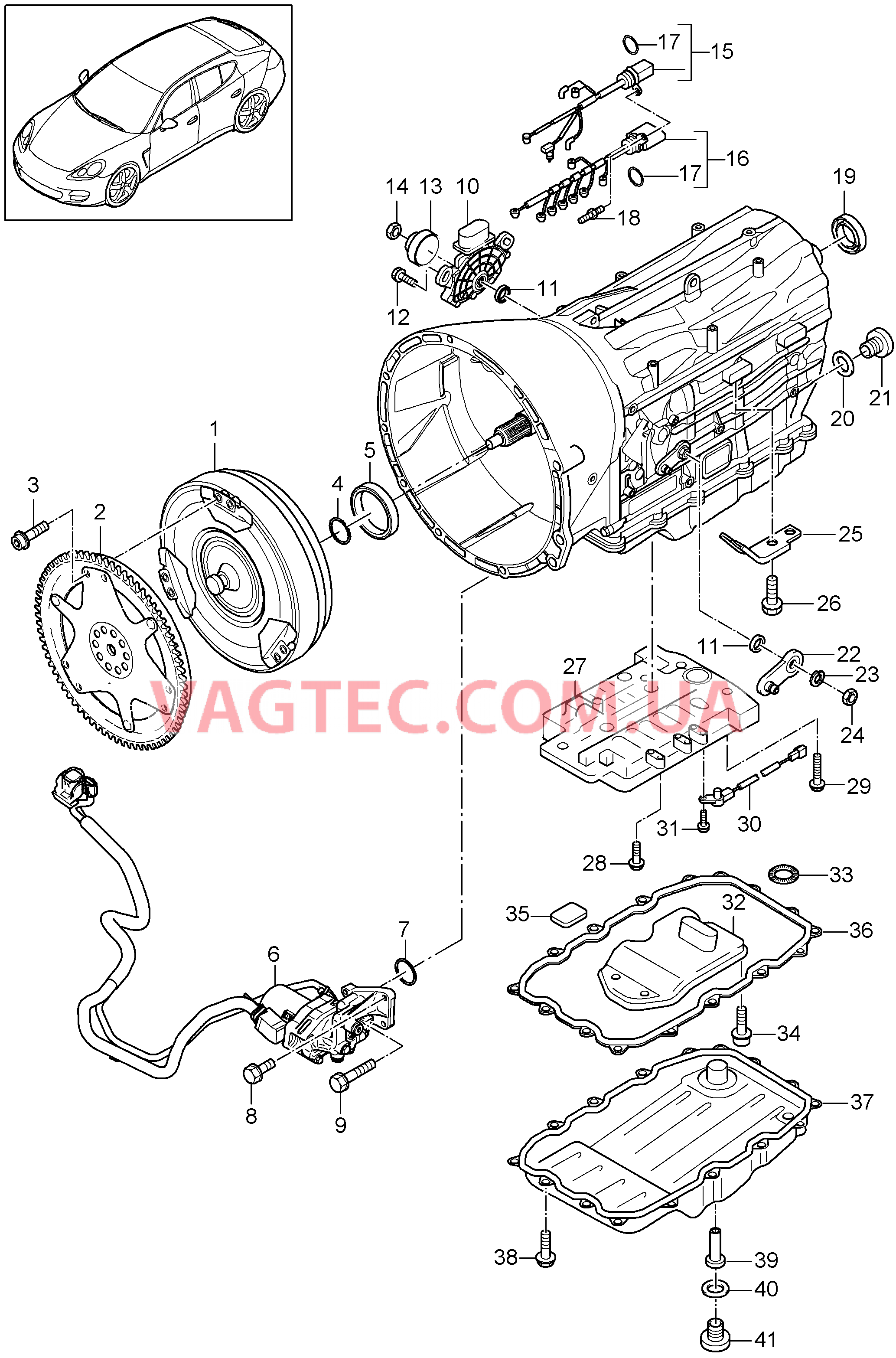 320-020 Заменная коробка передач, TIPTRONIC, Отдельные детали
						
						A70.00/10/11 для PORSCHE Panamera 2010-2016