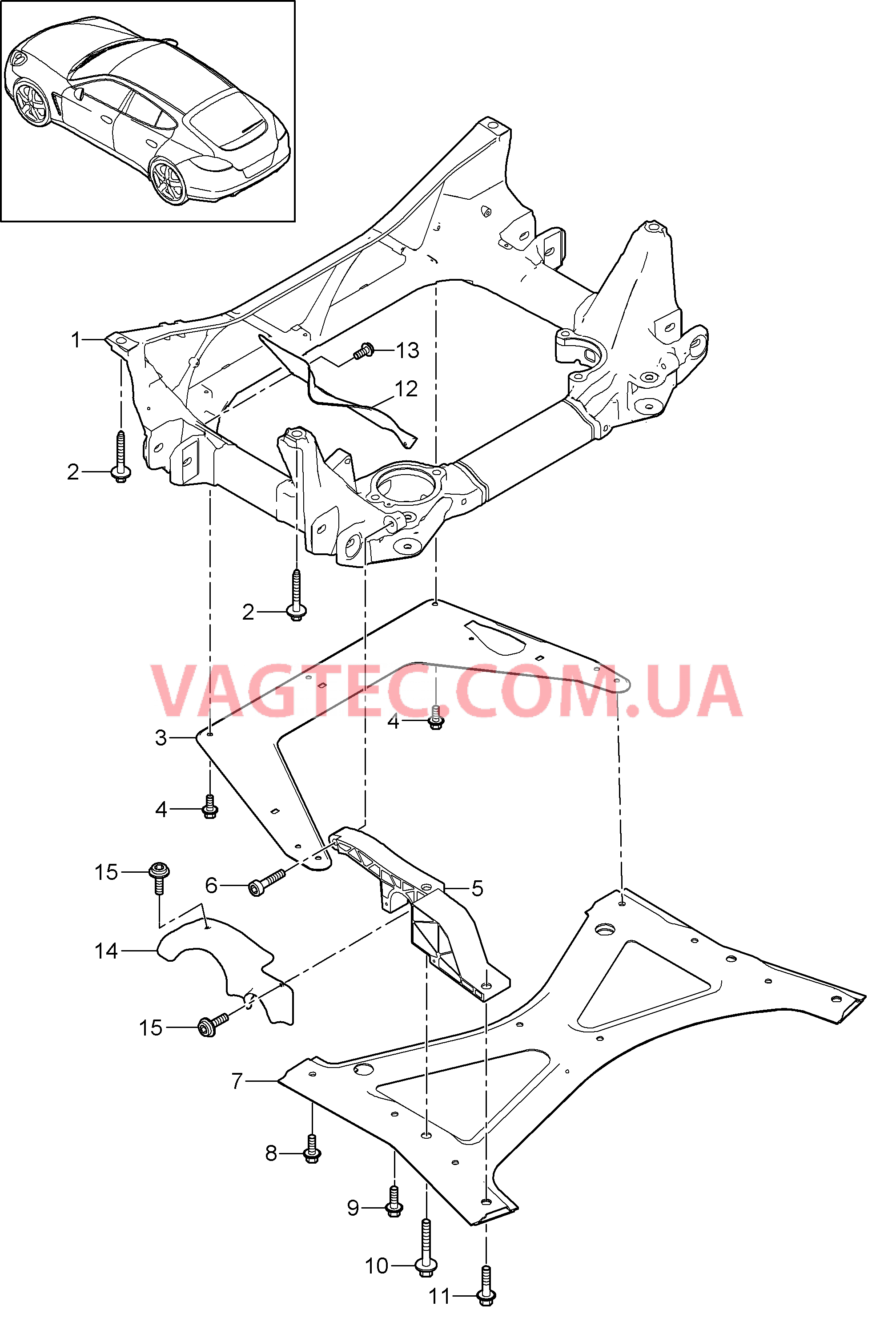 401-000 Дополнительное крепление, Поперечина, Экран для PORSCHE Panamera 2010-2016