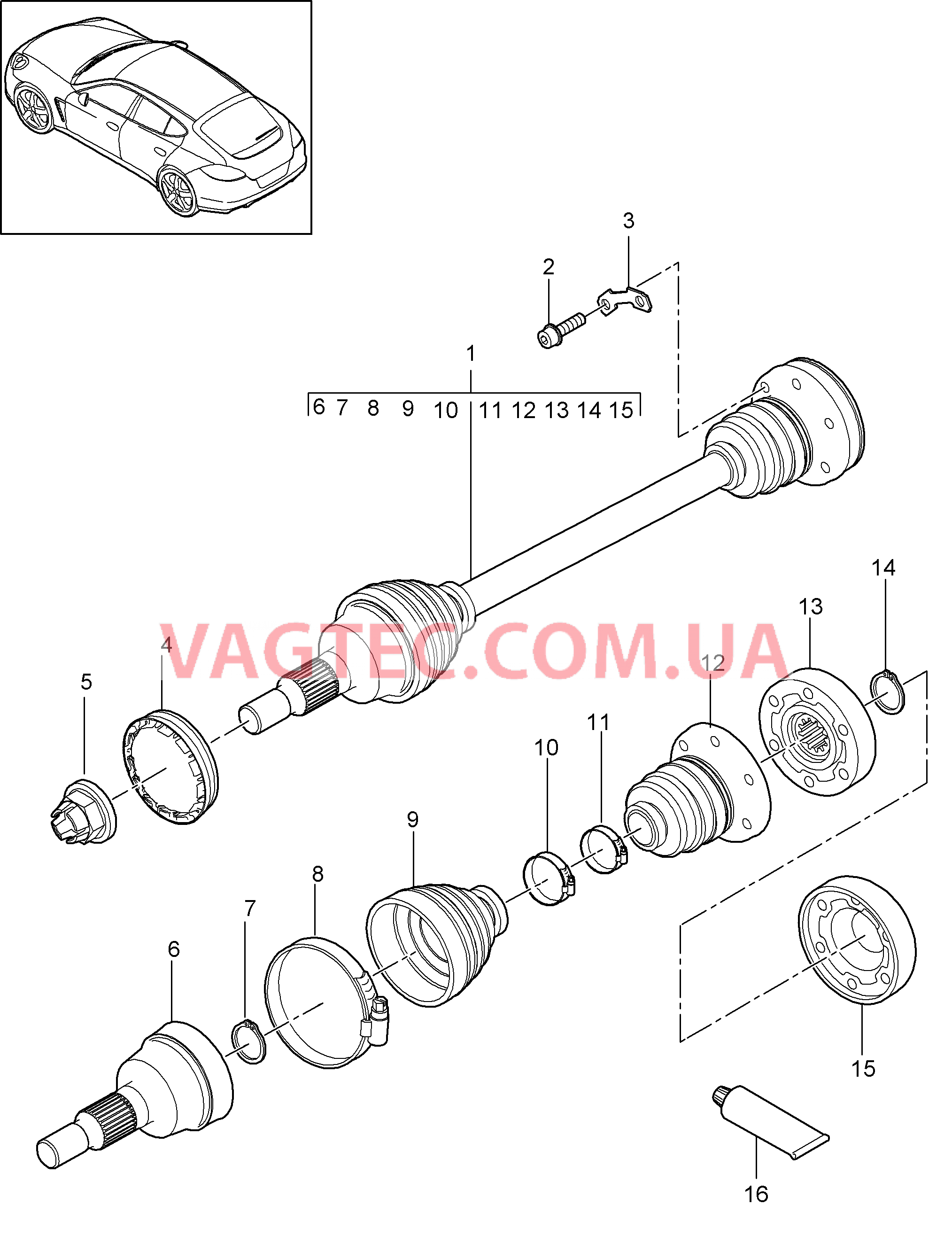 401-020 Шарнирный вал
						
						I339 для PORSCHE Panamera 2010-2016