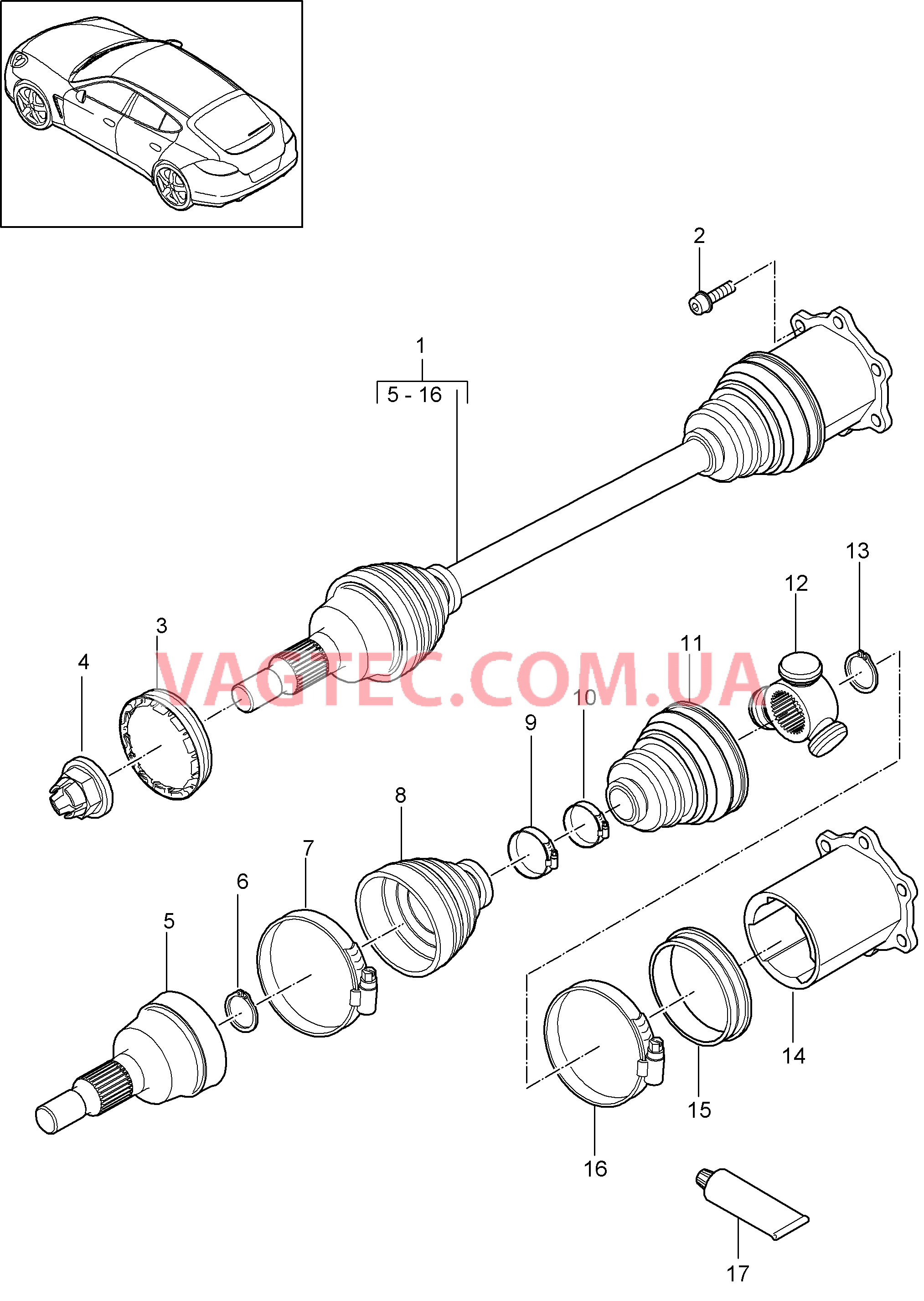 401-021 Шарнирный вал
						
						I339 для PORSCHE Panamera 2010-2016