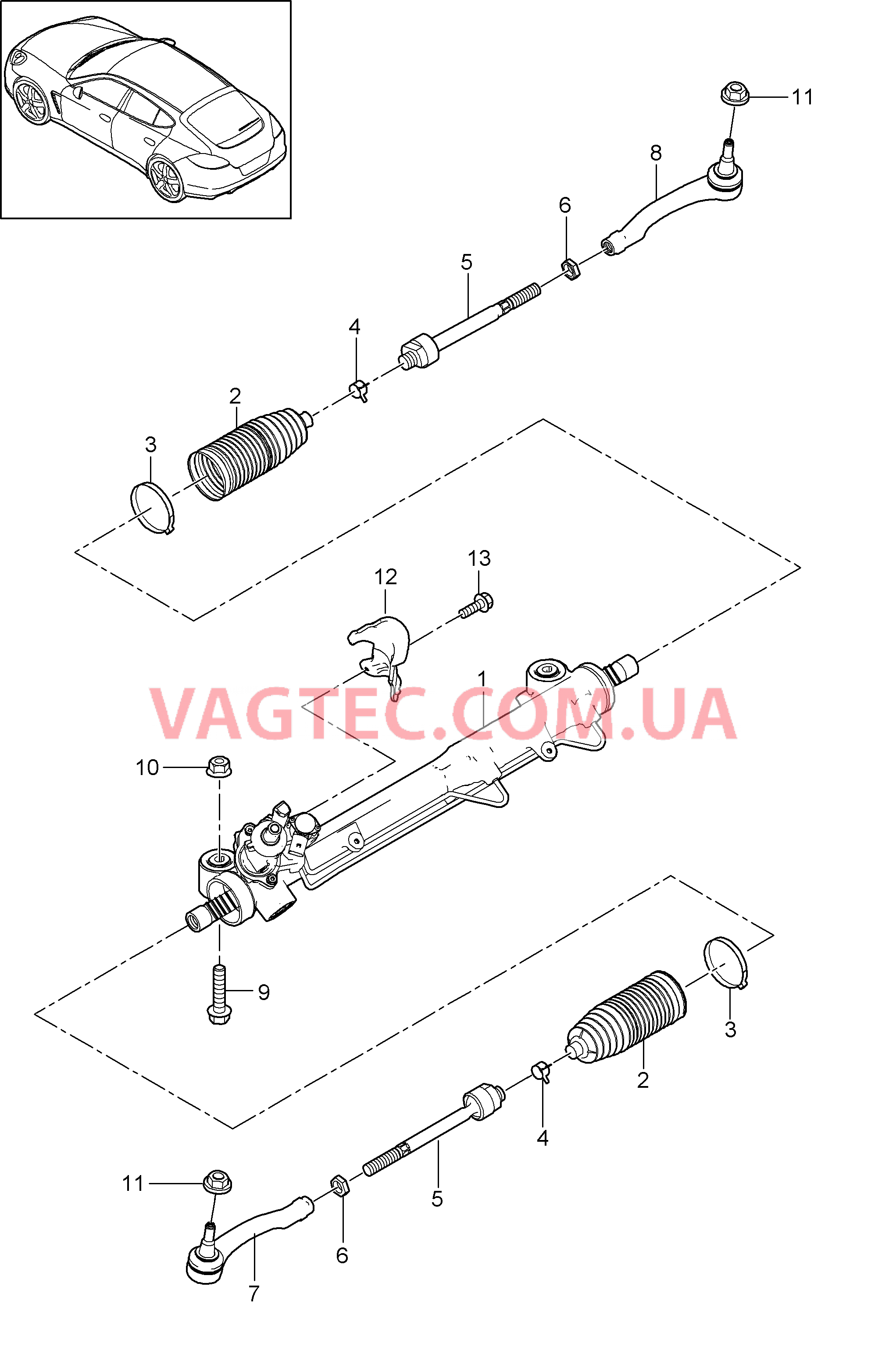 403-000 Рул.управ.с усилителем, Рулевой механизм, Элементы управления для PORSCHE Panamera 2010-2016USA