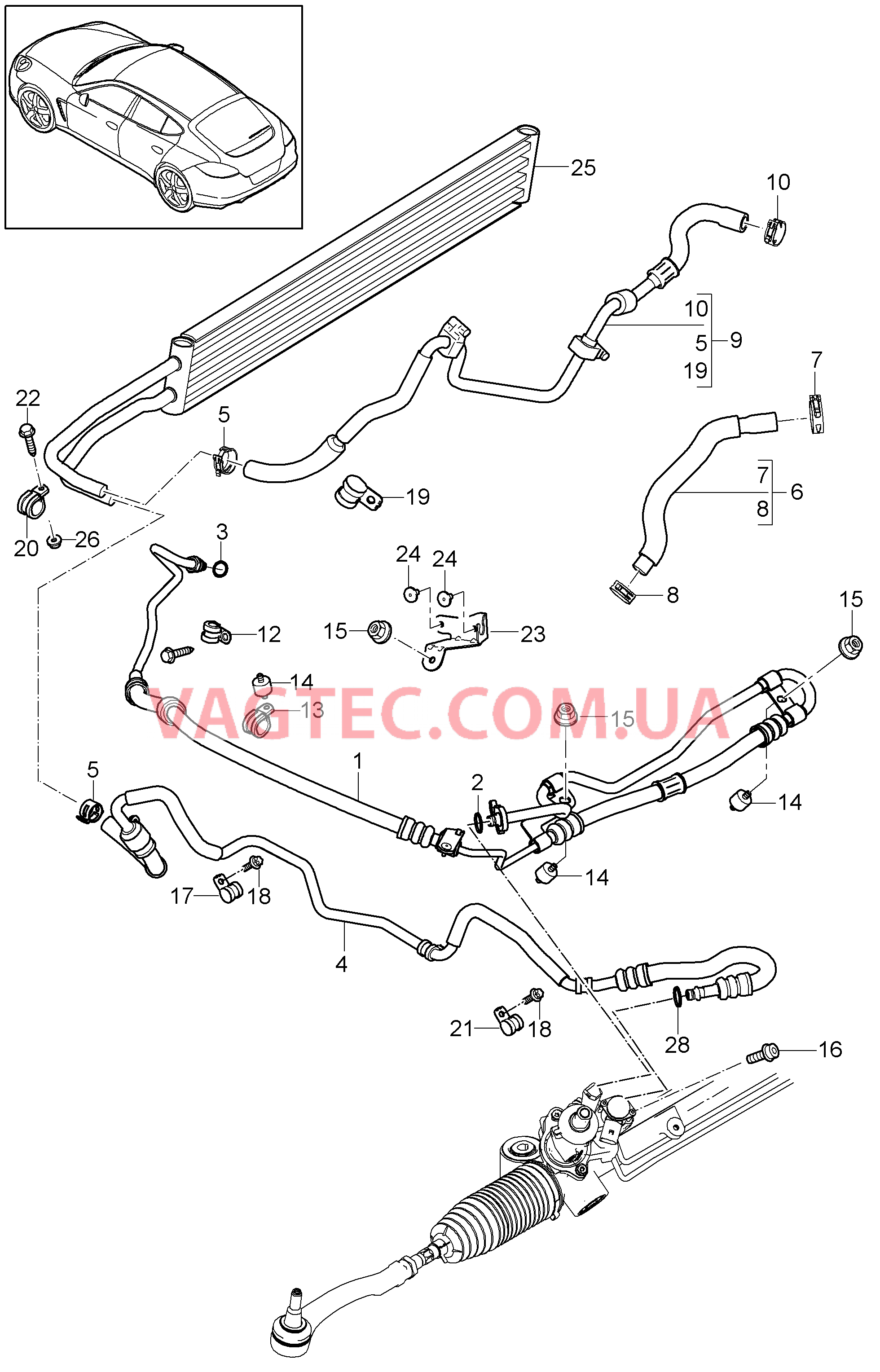 403-010 Рул.управ.с усилителем, Линии, Масляный радиатор
						
						M46.20/40, M48.20/40/70, -I351, MCG.EA/FA, MCR.CB/CC для PORSCHE Panamera 2010-2016