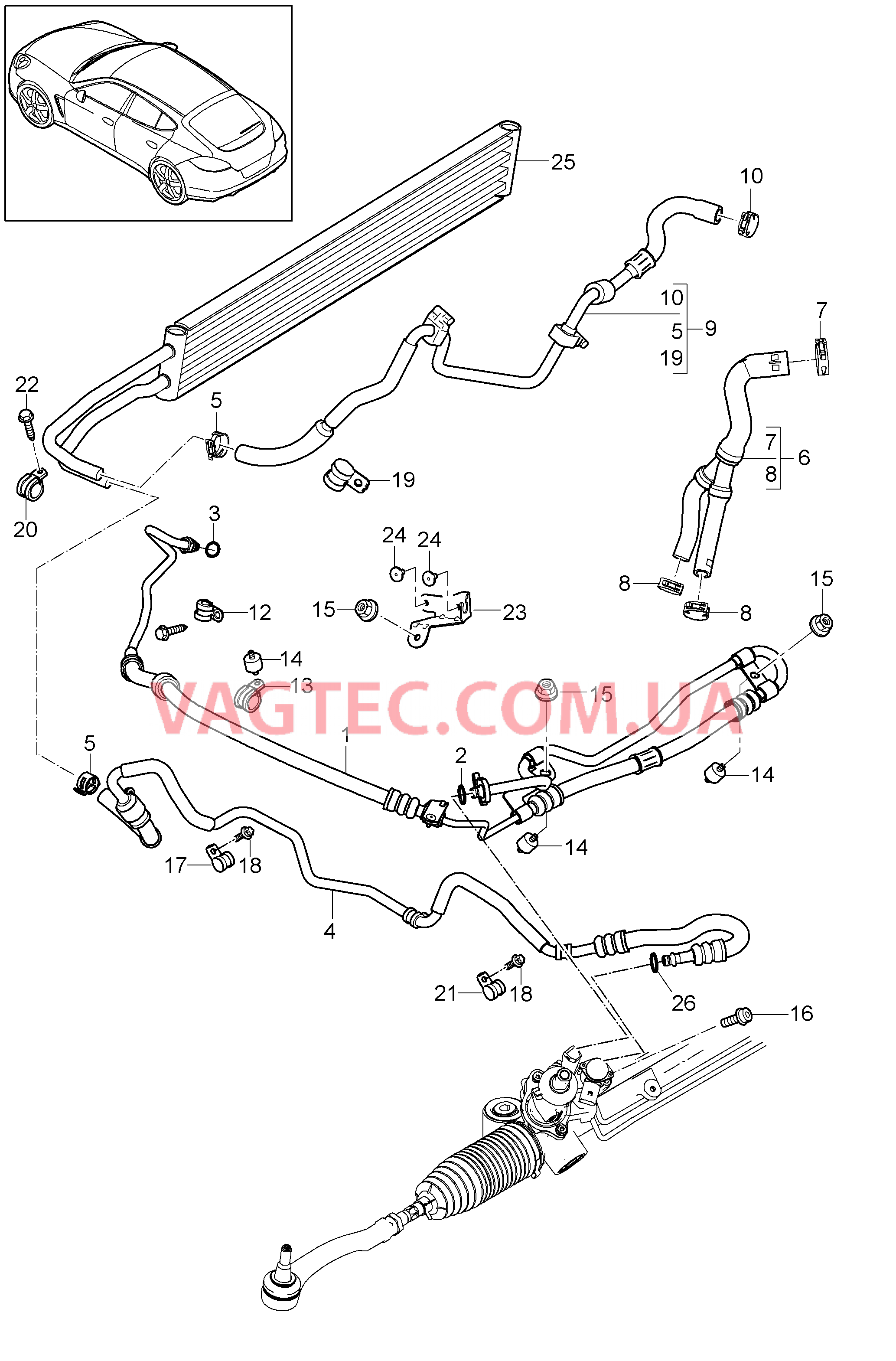 403-015 Рул.управ.с усилителем, Линии, Масляный радиатор
						
						M46.20/40, M48.20/40/70, I351 для PORSCHE Panamera 2010-2016USA