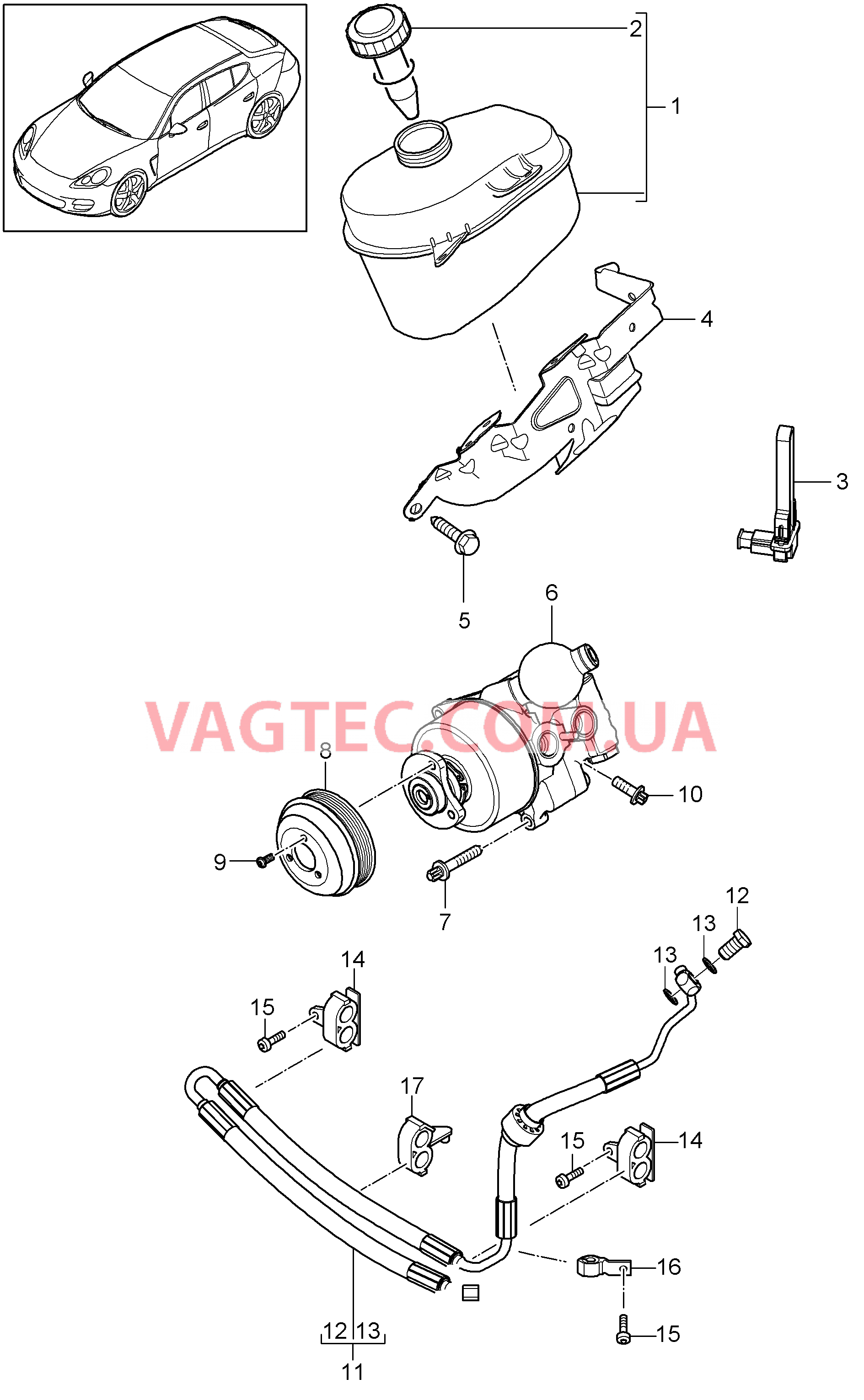 403-045 Рул.управ.с усилителем, Насос тандемного типа, Бачок для масла, Напорный шланг, - PDCC -
						
						M46.20/40, M48.20/40/70, I351 для PORSCHE Panamera 2010-2016