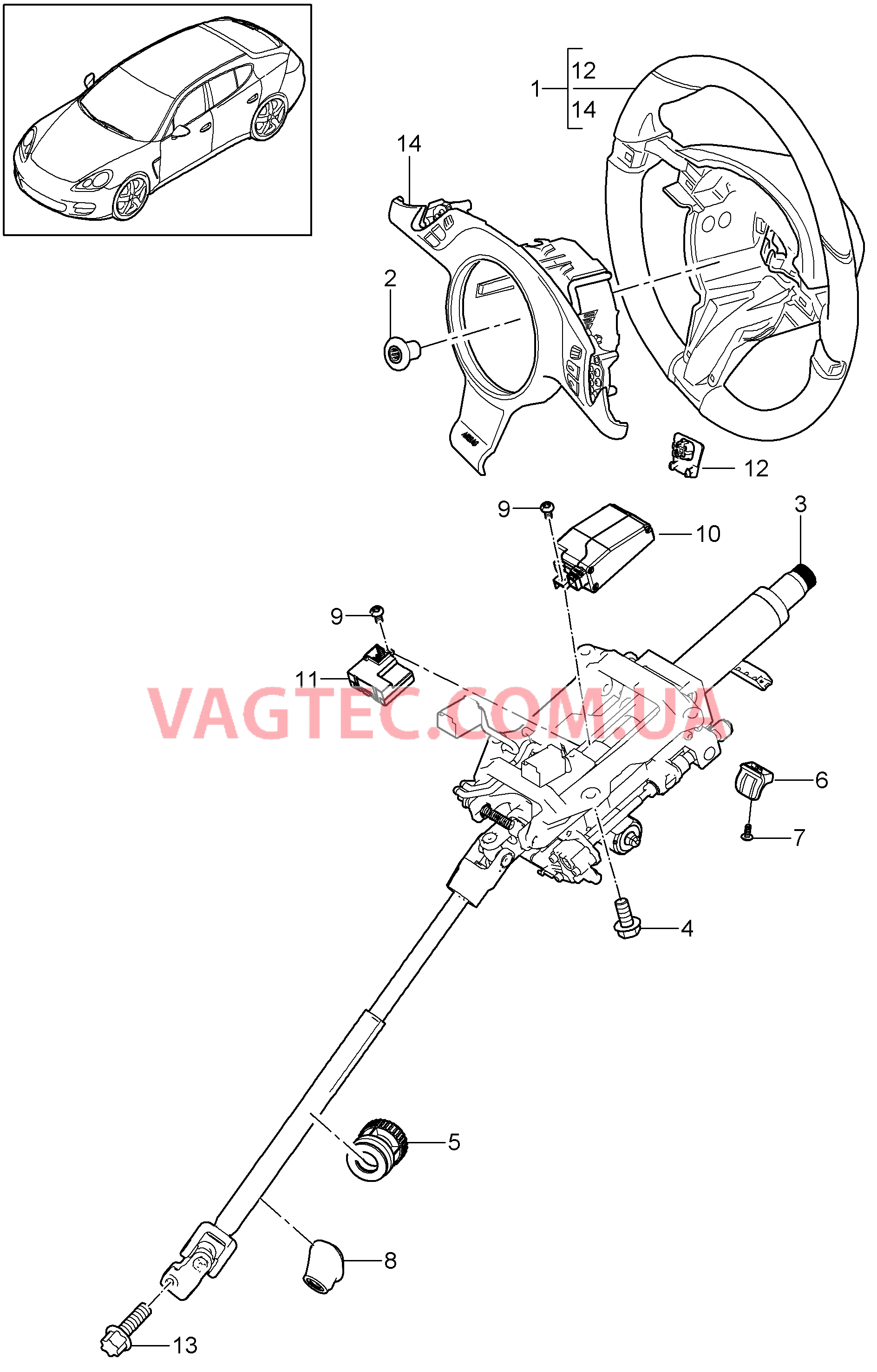 403-050 Рулевые колеса, Рулевая колонка, Рулевой вал для PORSCHE Panamera 2010-2016USA