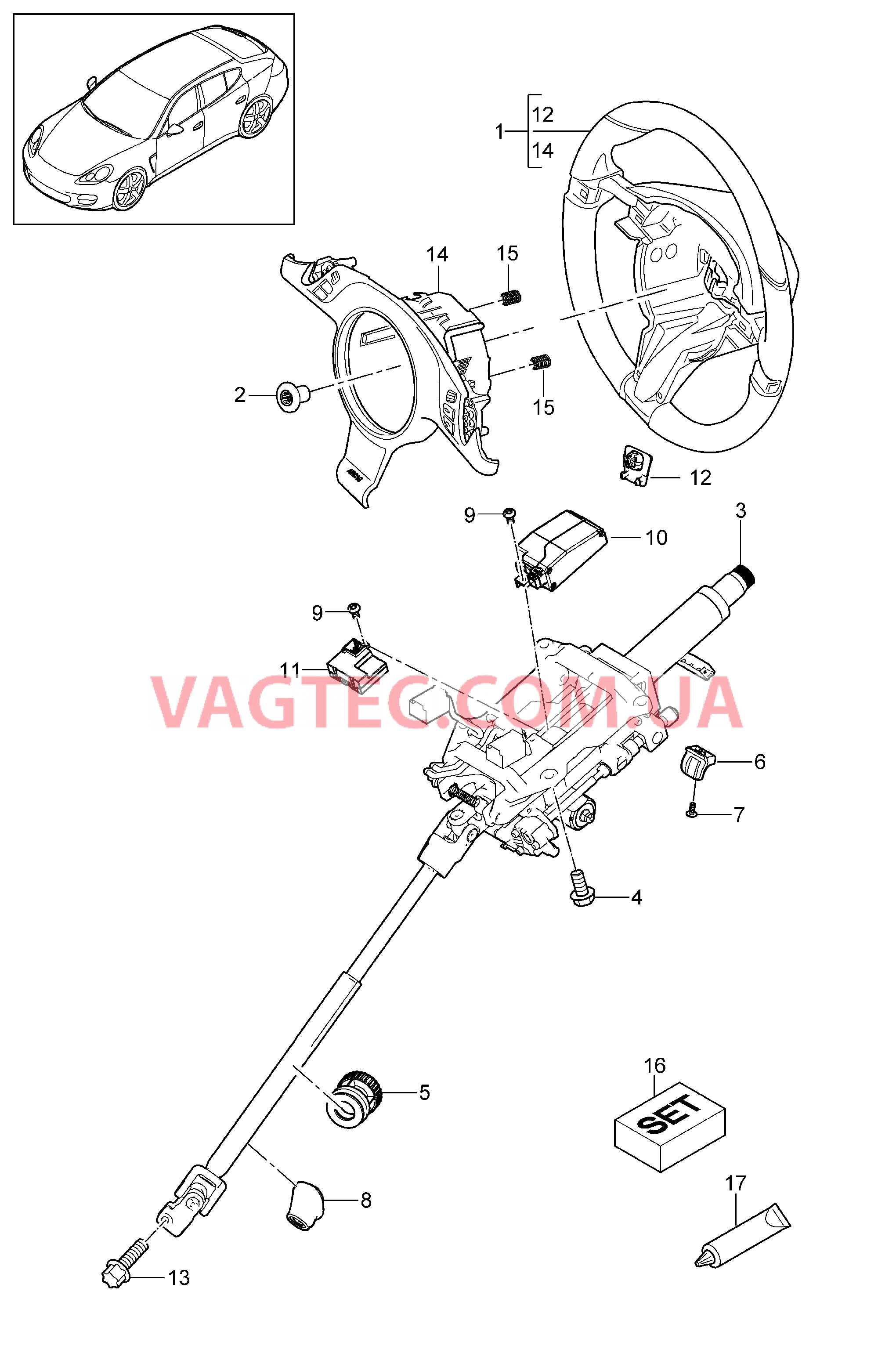 403-053 Рулевые колеса, Рулевая колонка, Рулевой вал для PORSCHE Panamera 2010-2016