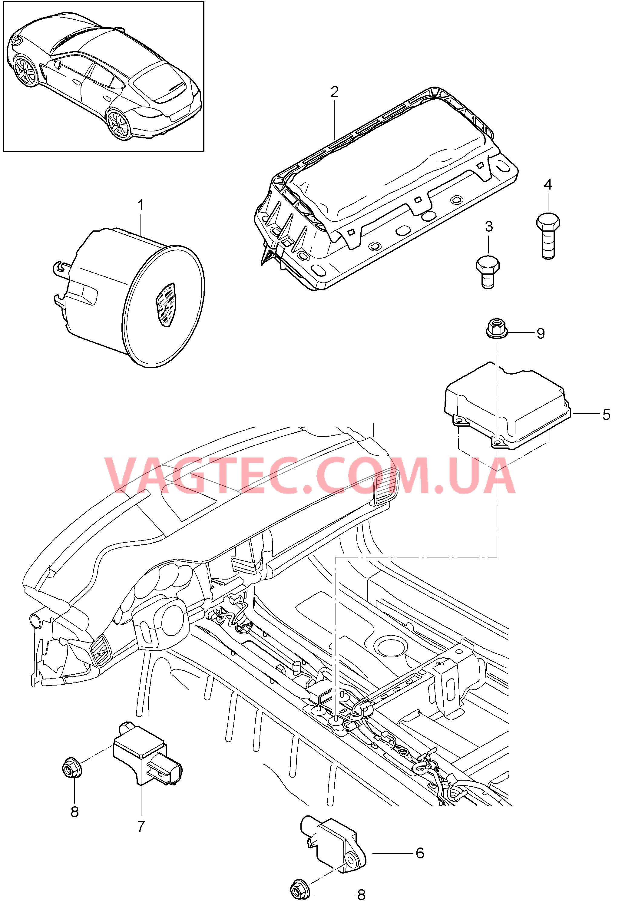 403-060 Подушка безопасности для PORSCHE Panamera 2010-2016