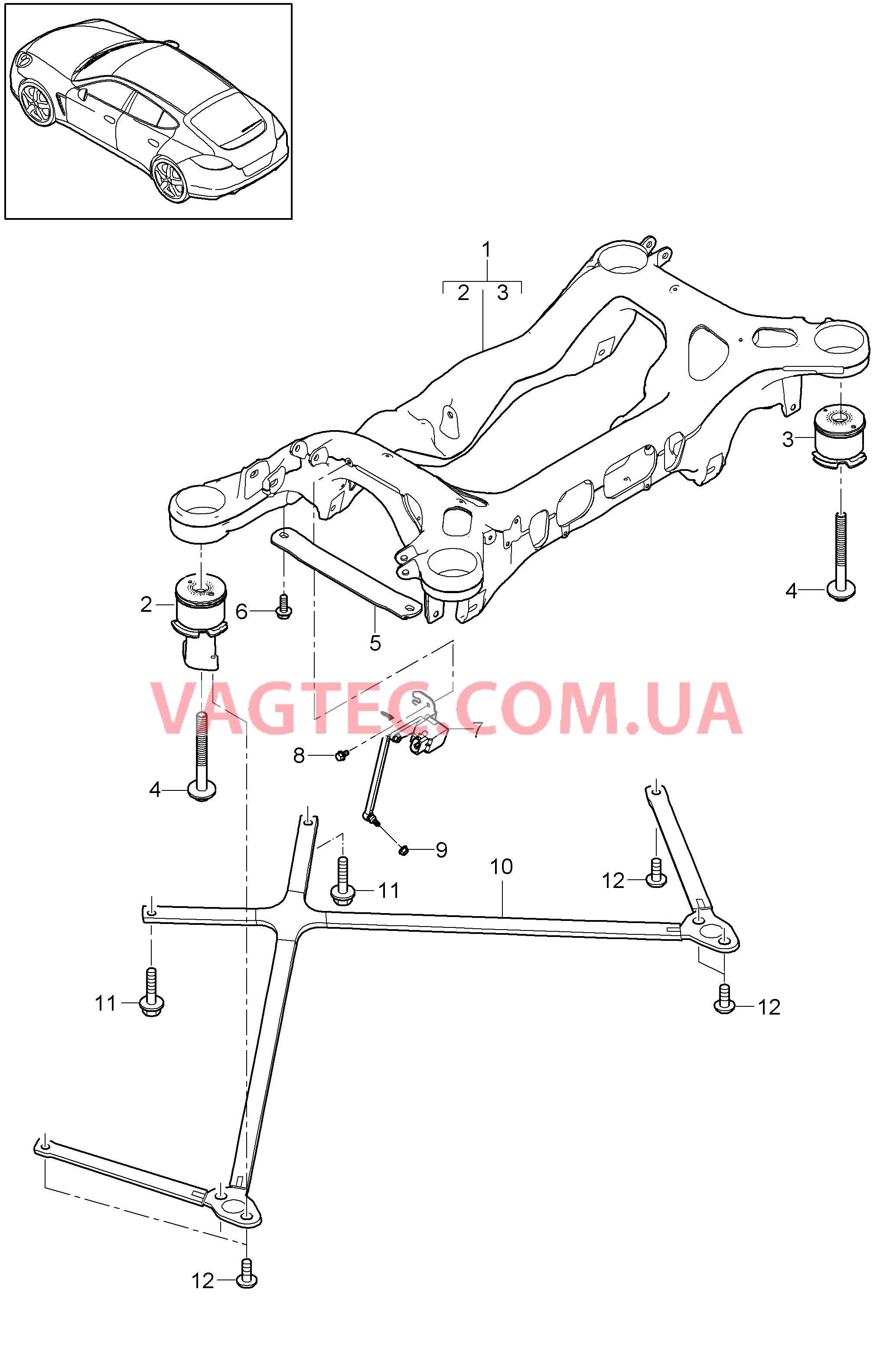 501-010 Задняя ось, Подрамник, Датчик скорости для PORSCHE Panamera 2010-2016USA