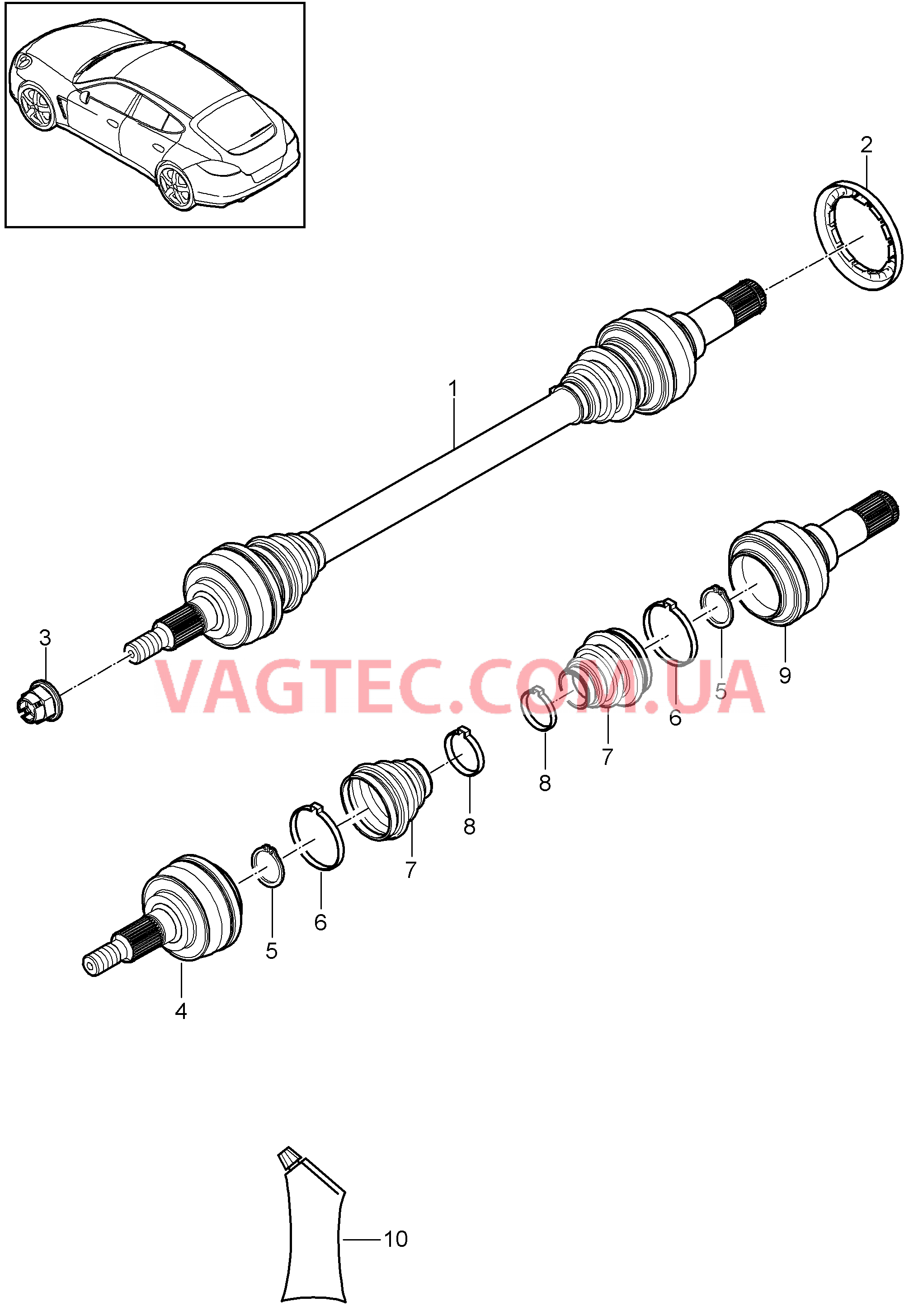 501-045 Шарнирный вал
						
						I220/221 для PORSCHE Panamera 2010-2016USA